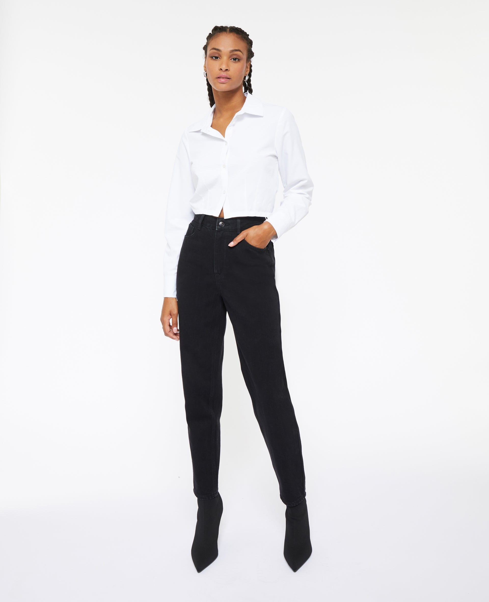 Jean mom taille haute