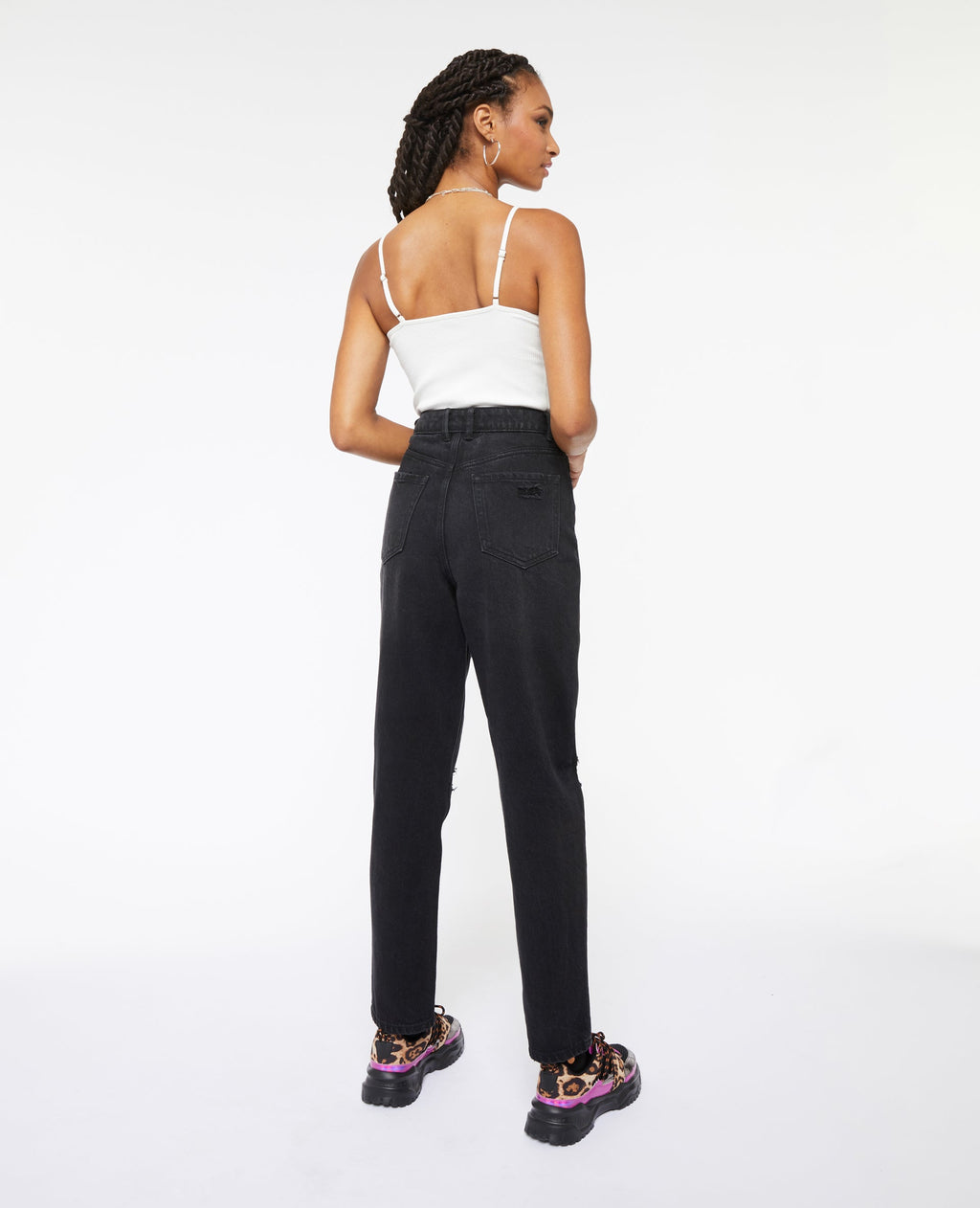 Jean mom taille haute trashé