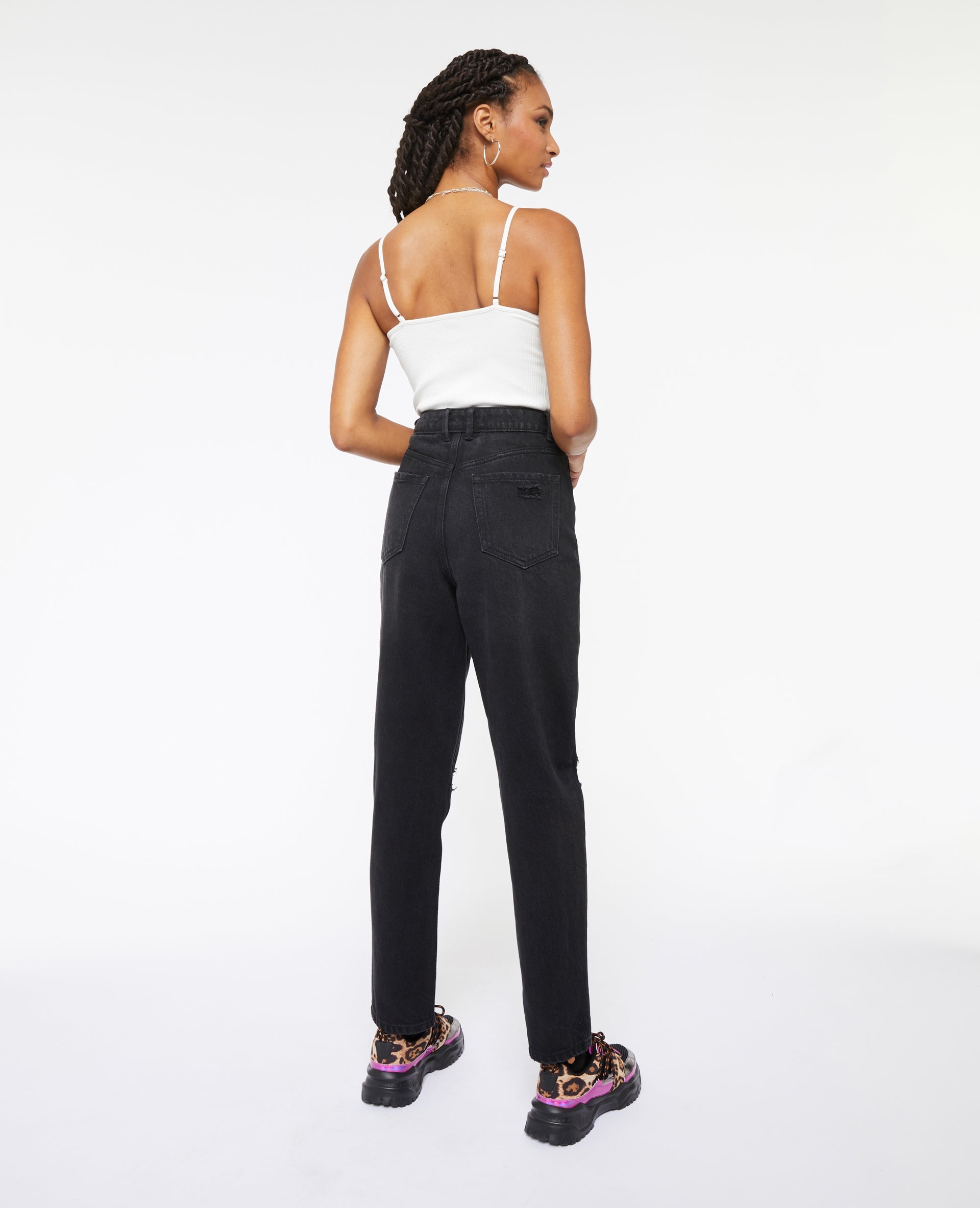 Jean mom taille haute trashé