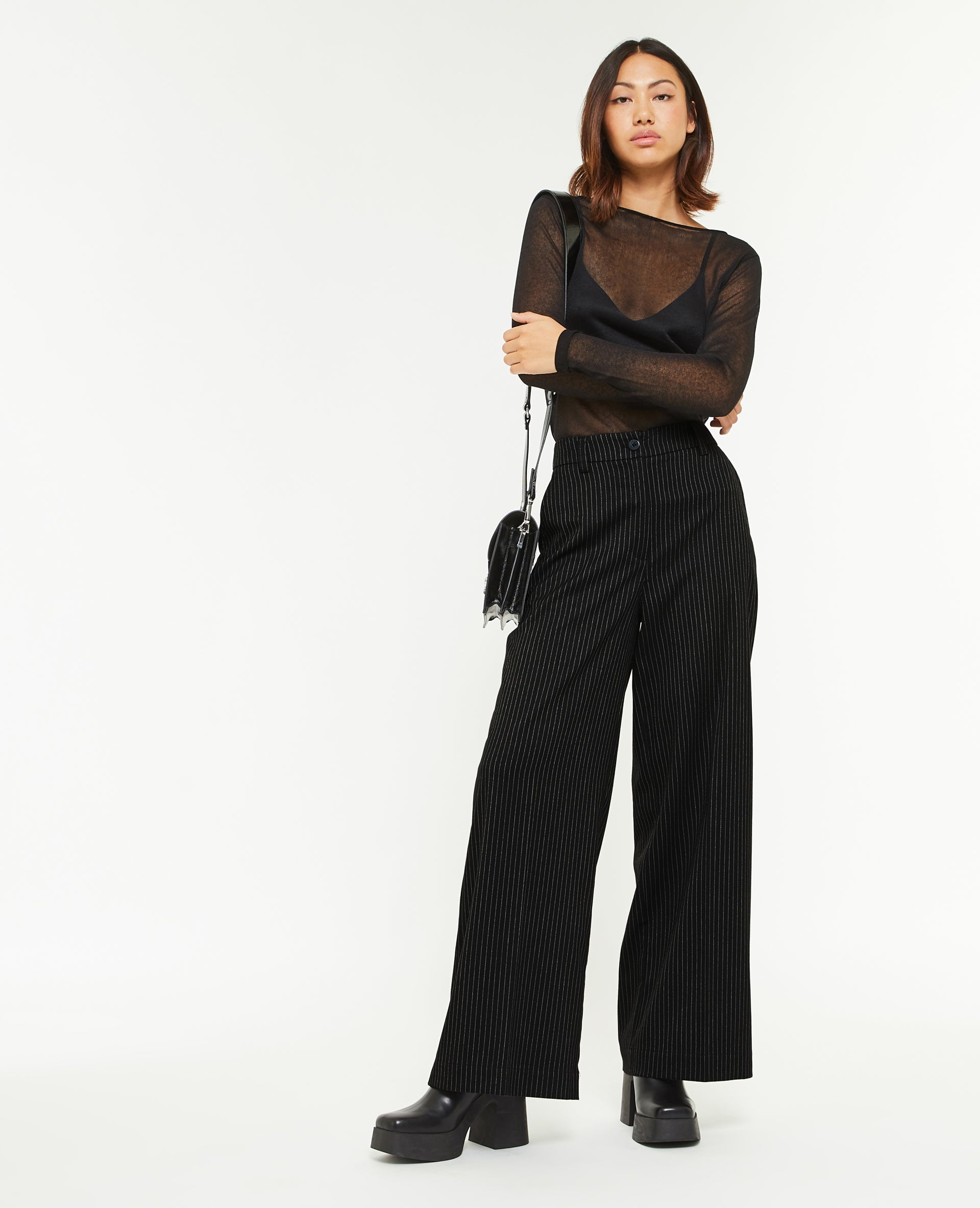Pantalon large et droit rayures banquier