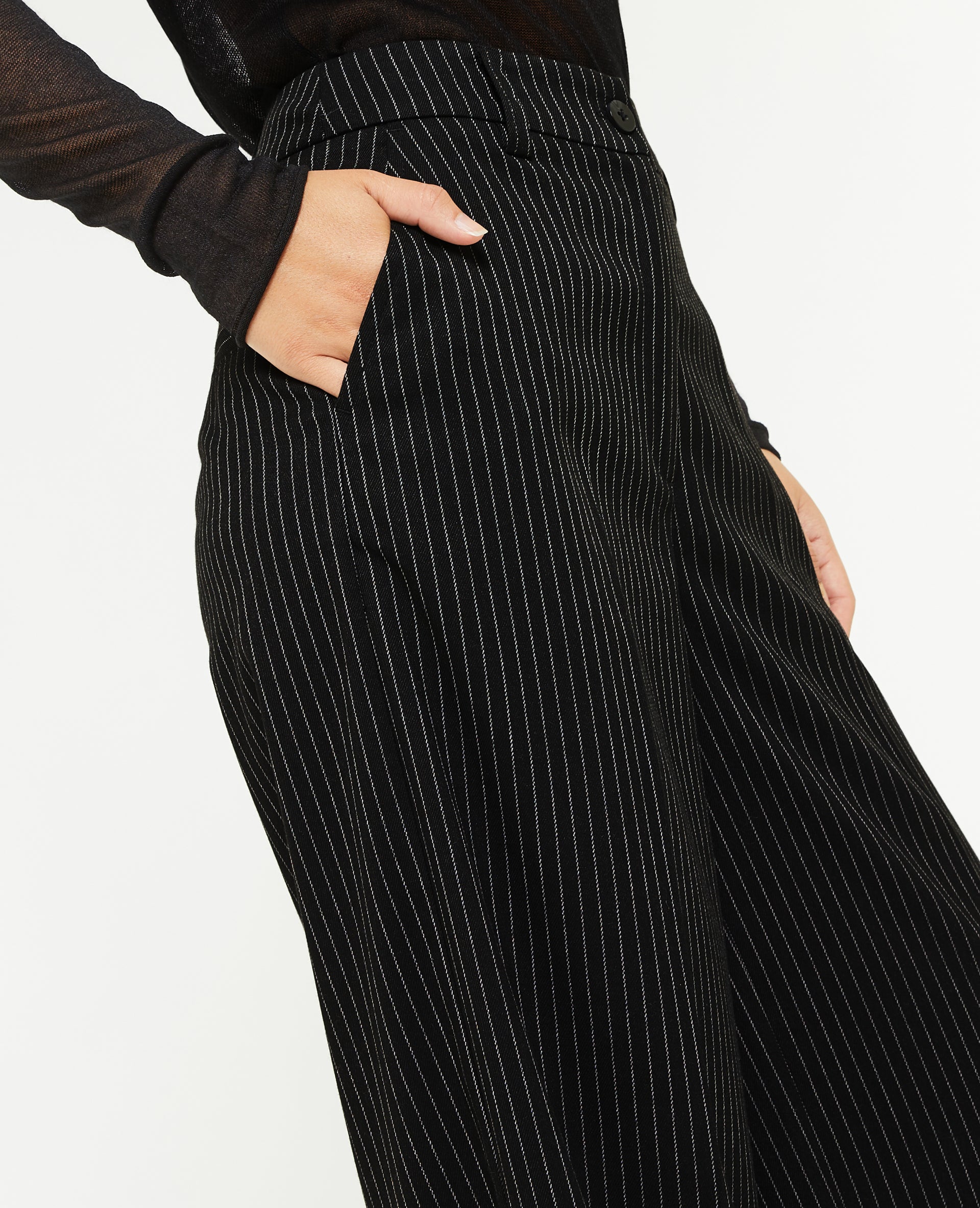 Pantalon large et droit rayures banquier
