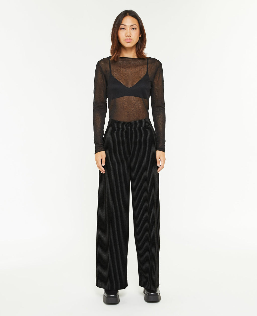 Pantalon large et droit rayures banquier
