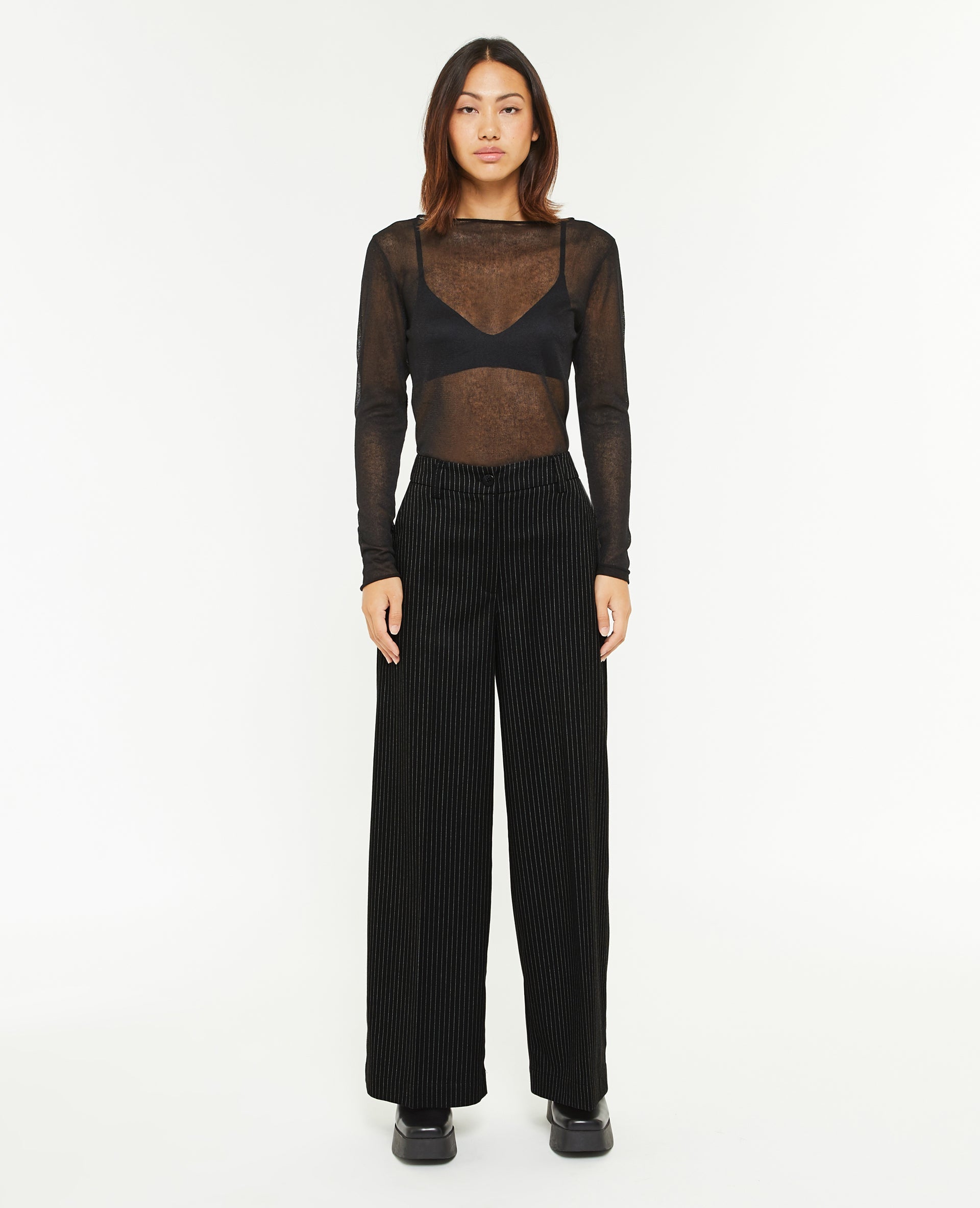 Pantalon large et droit rayures banquier