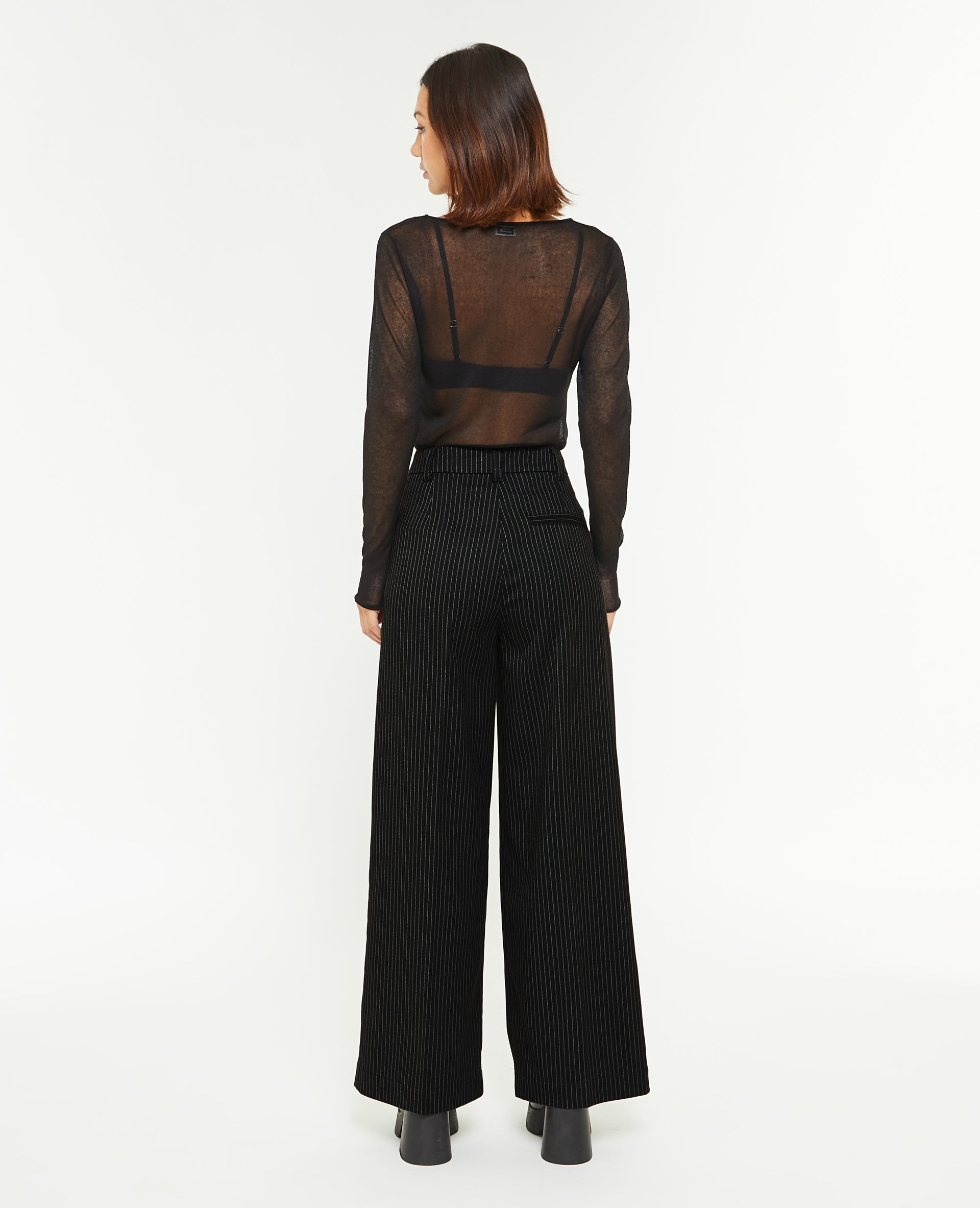 Pantalon large et droit rayures banquier