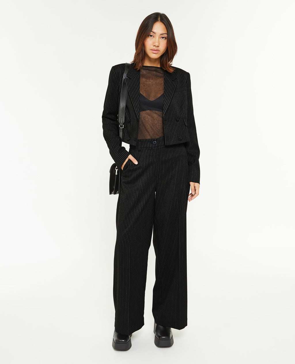 Pantalon large et droit rayures banquier