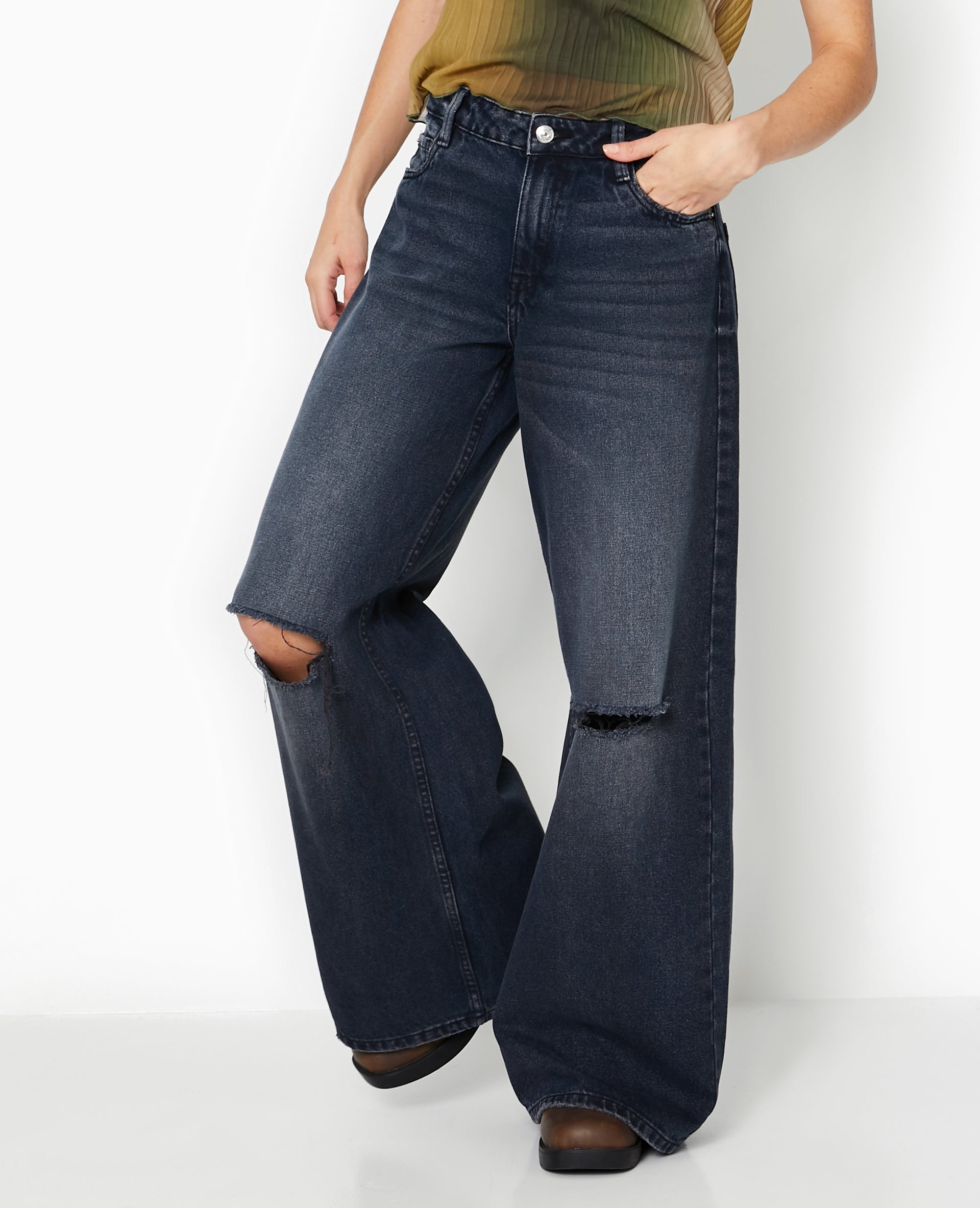 Jean baggy destroy taille basse