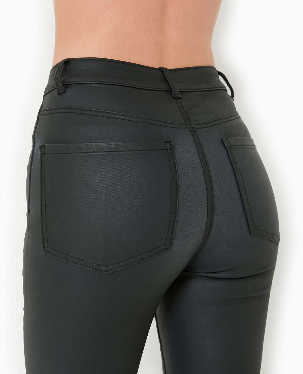 Jean skinny enduit effet cuir
