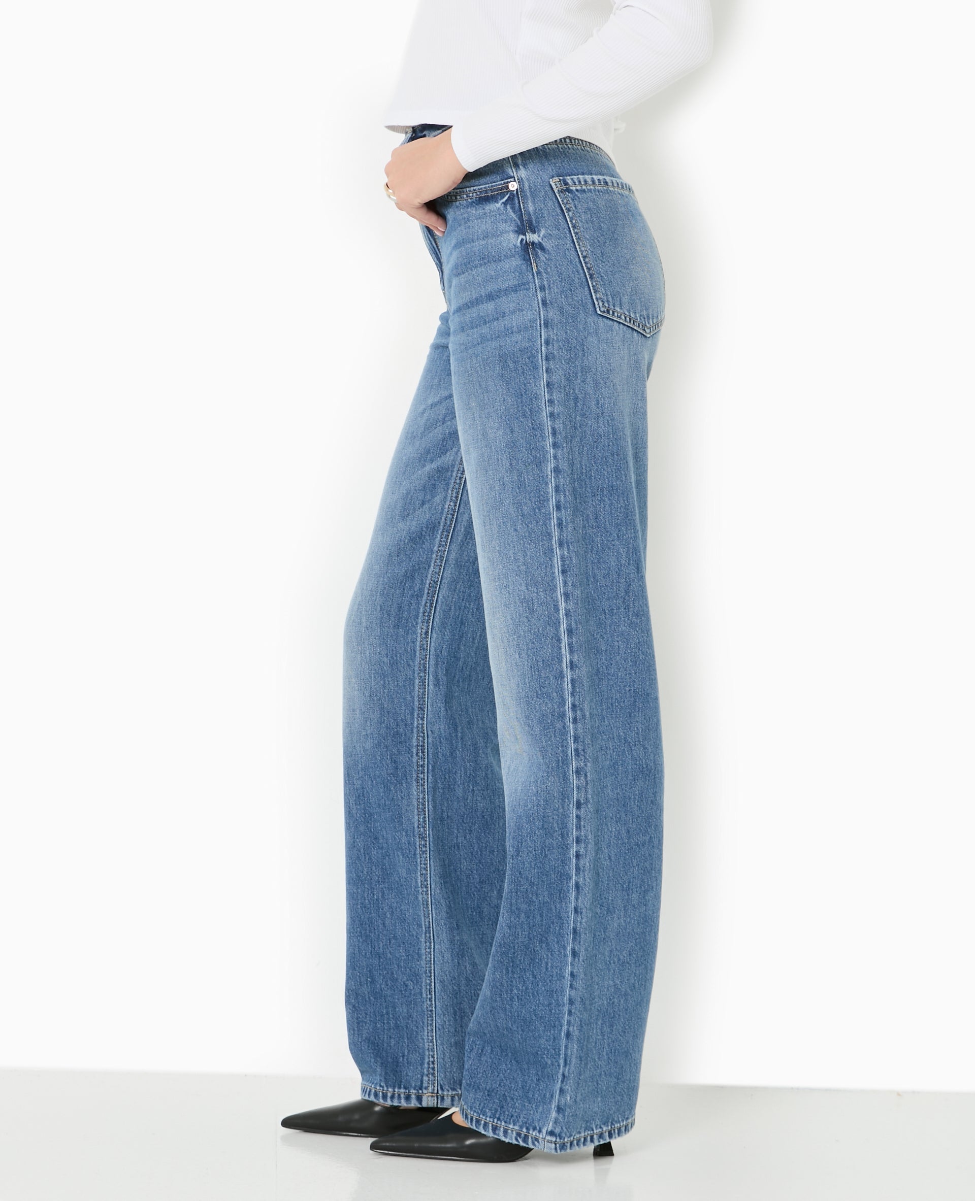 Jean wide taille haute