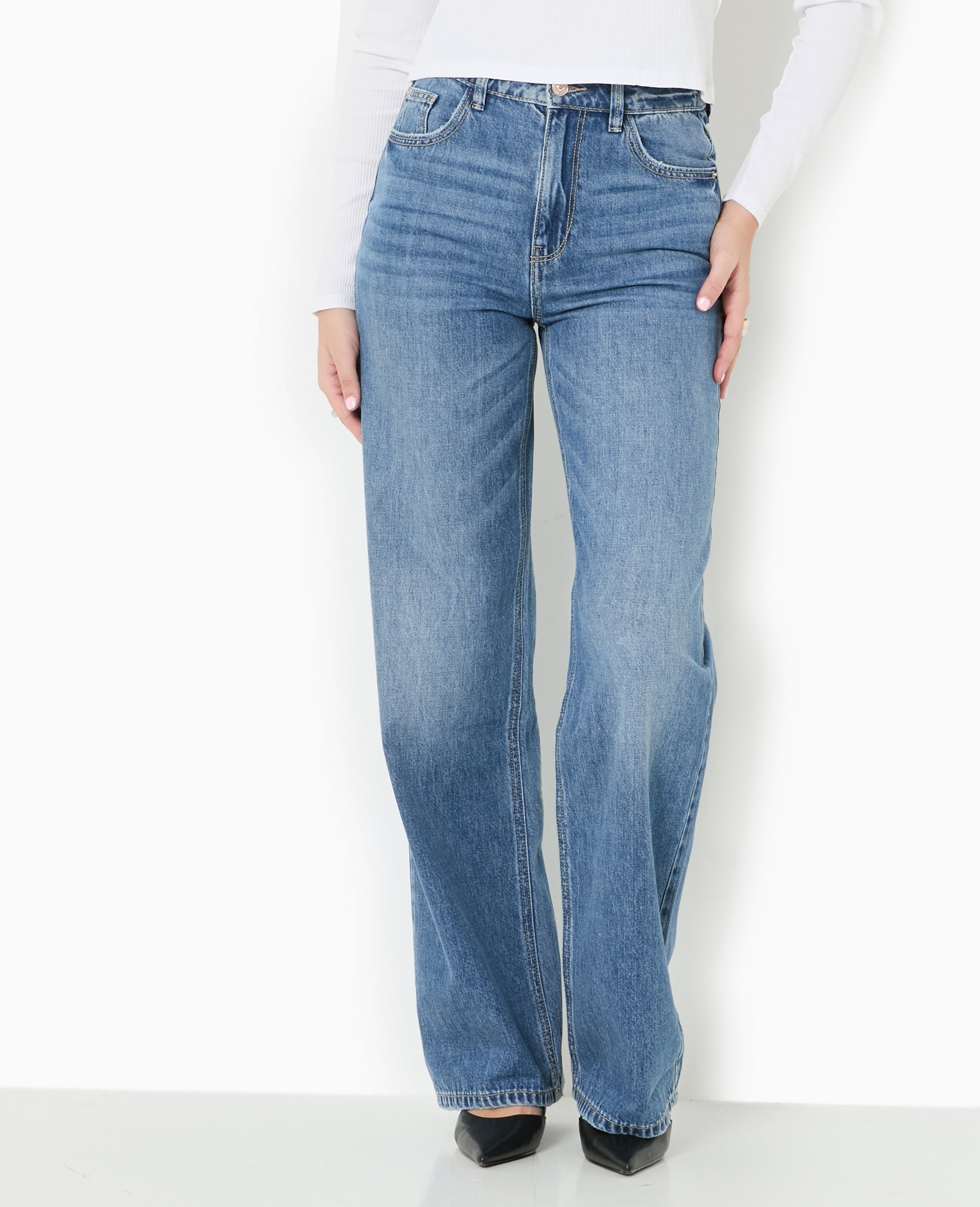 Jean wide taille haute