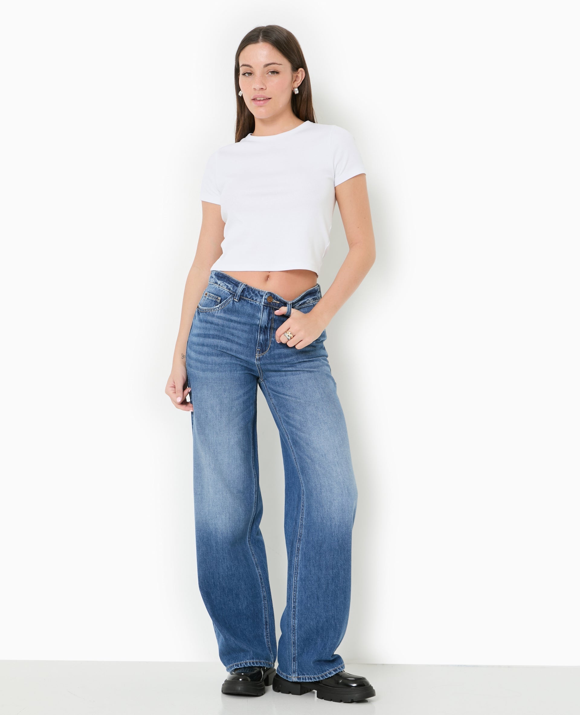 Jean wide taille haute