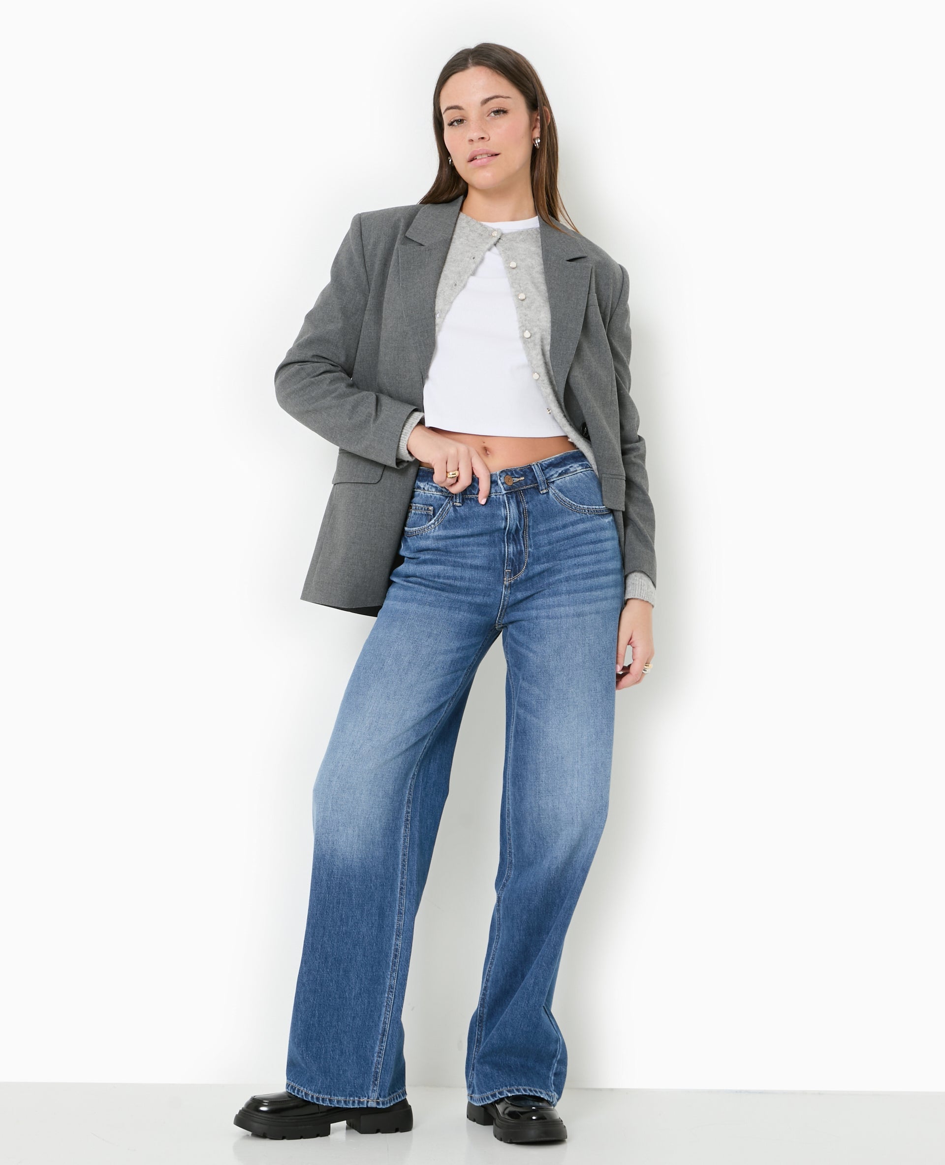 Jean wide taille haute