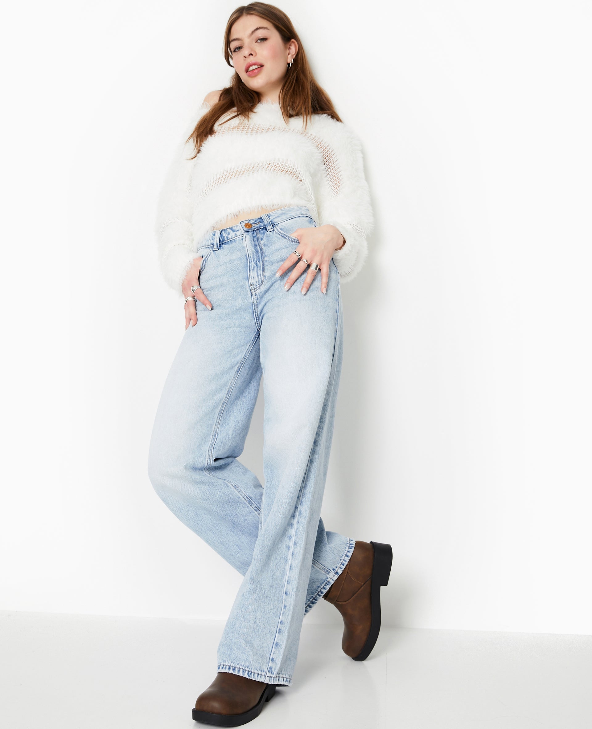 Jean wide taille haute