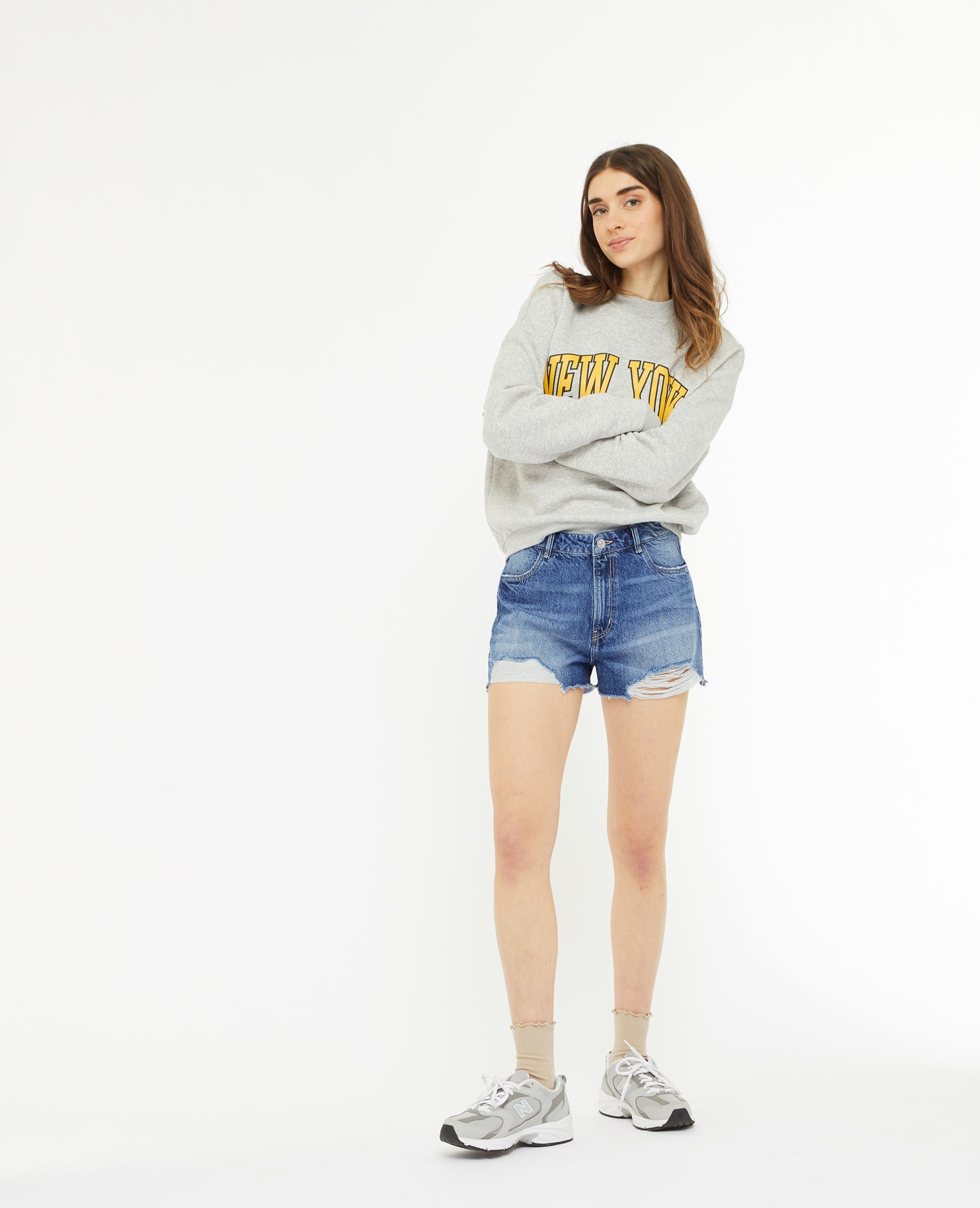 Short en jean coupé effet destroy