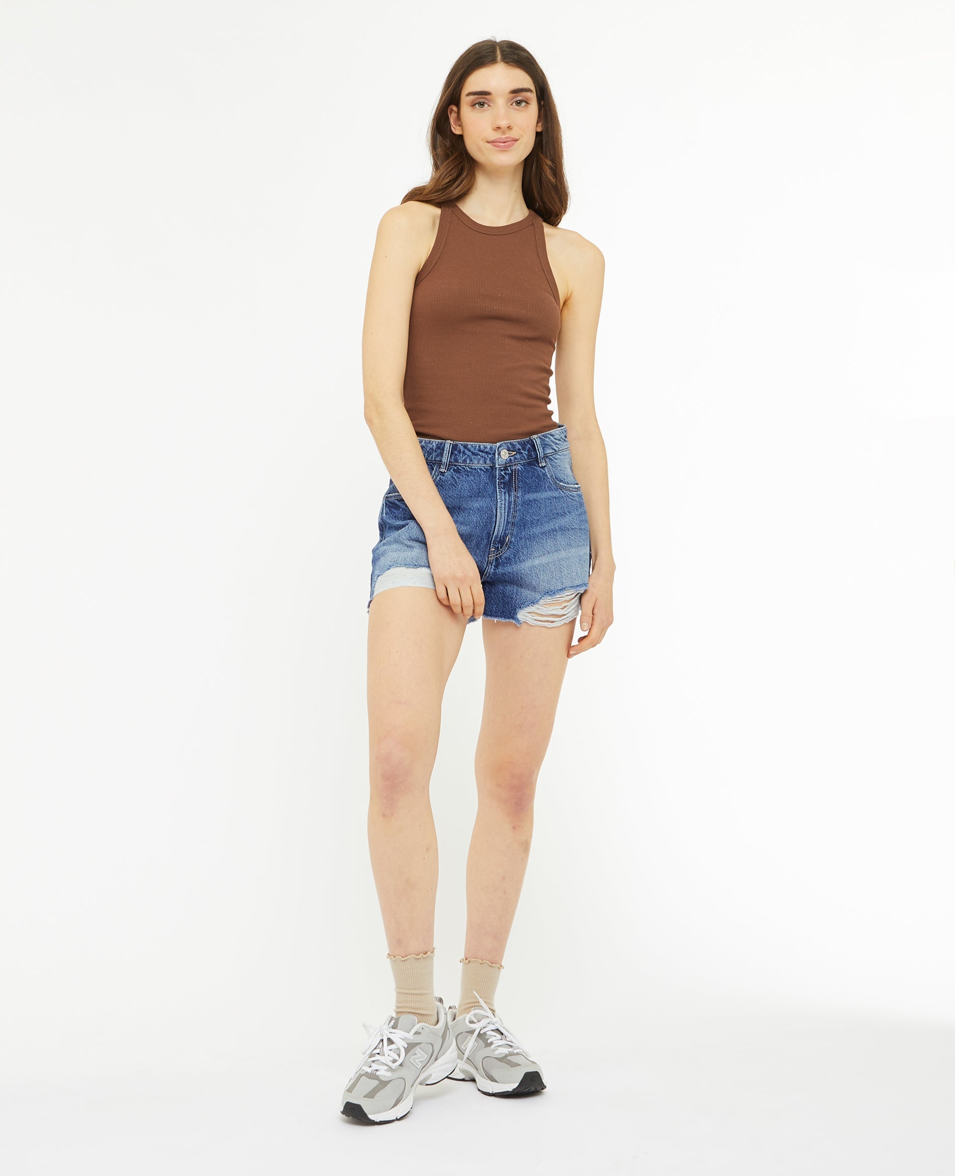 Short en jean coupé effet destroy