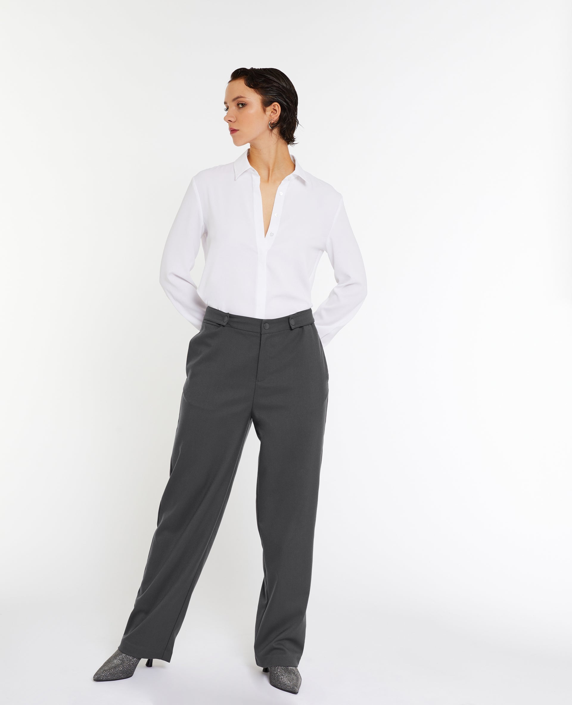Pantalon large taille basse