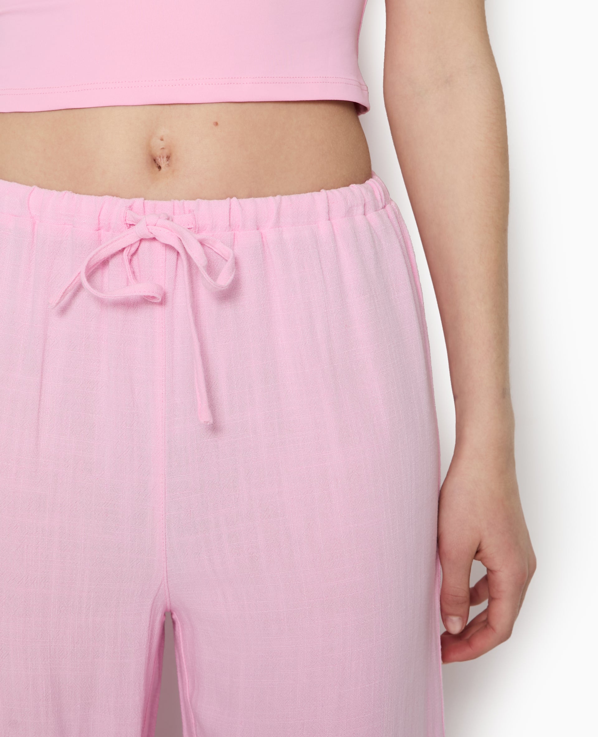 Pantalon large et droit avec taille élastiquée
