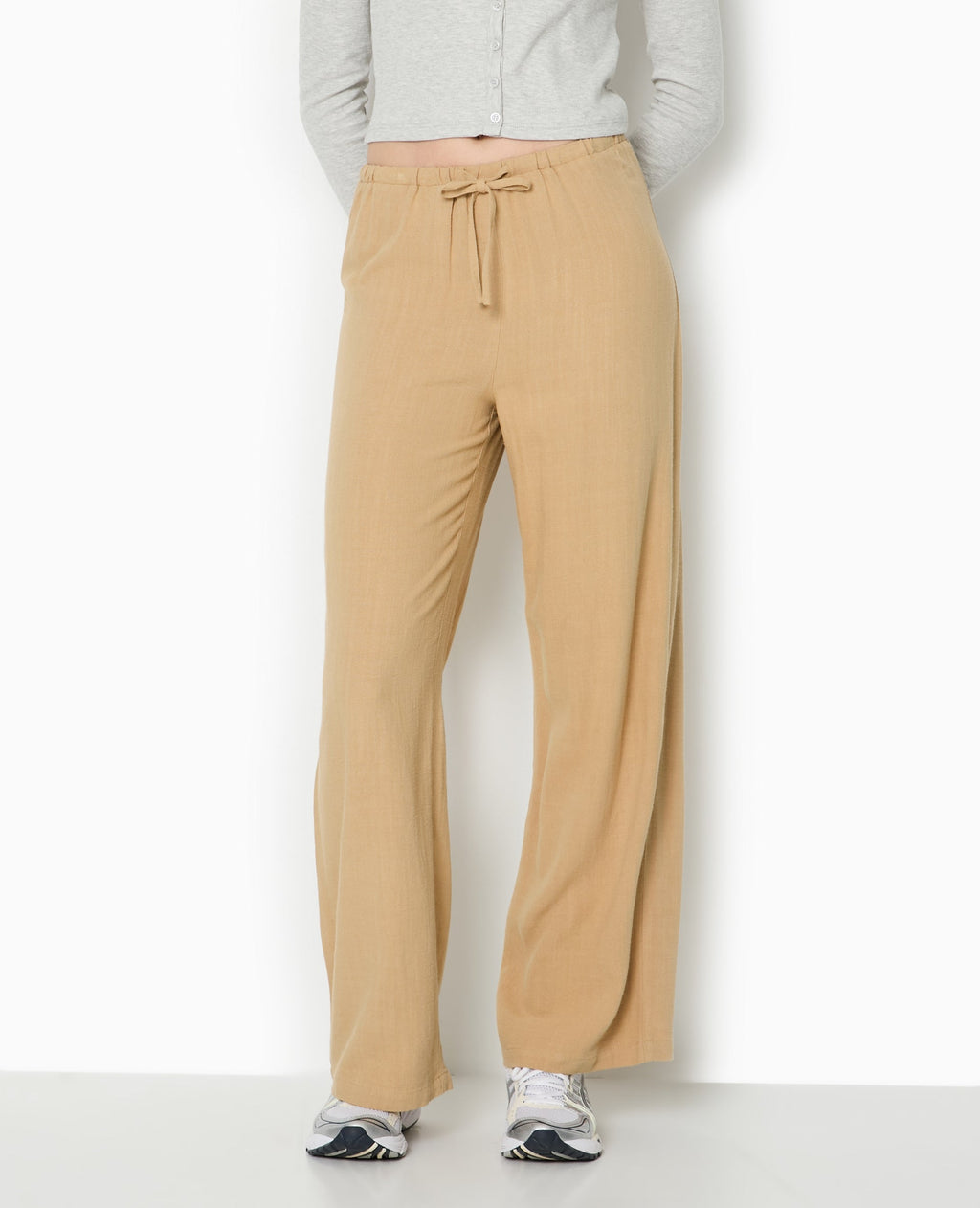 Pantalon large et droit avec taille élastiquée