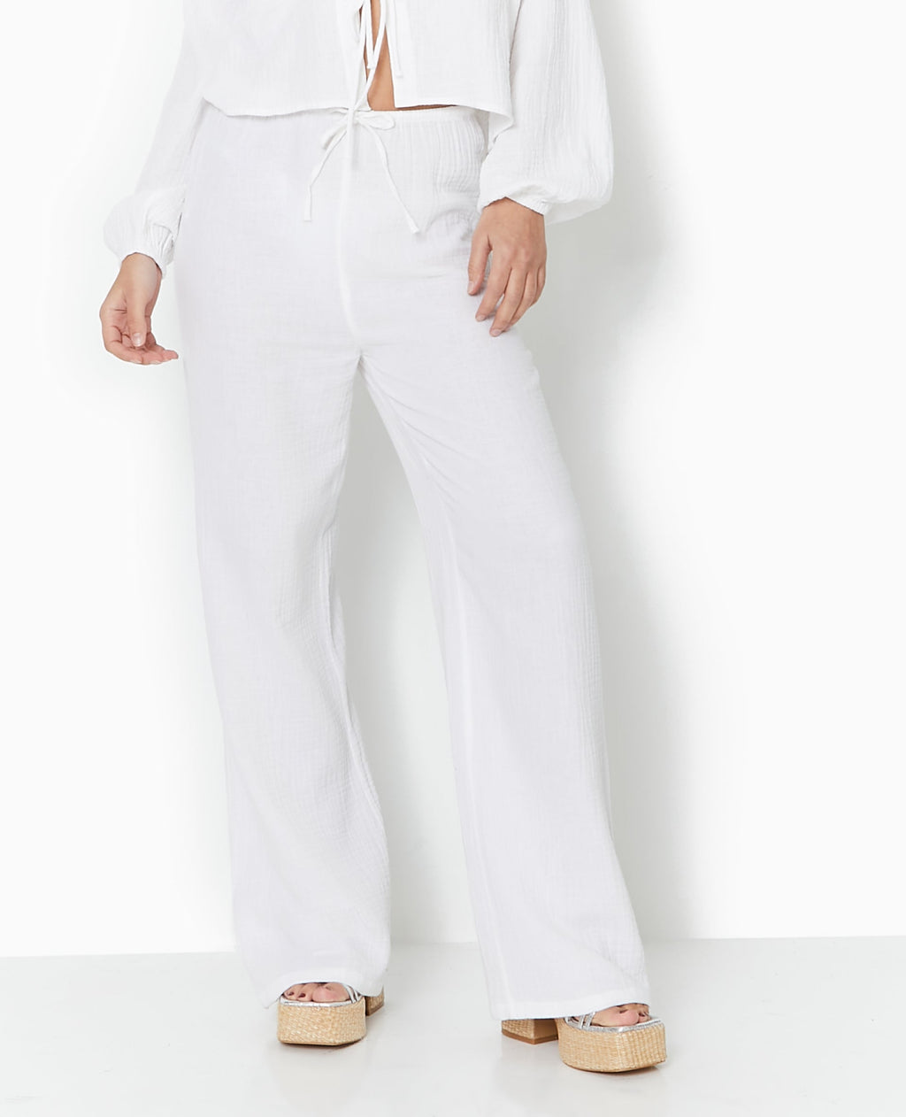 Pantalon large en gaze de coton