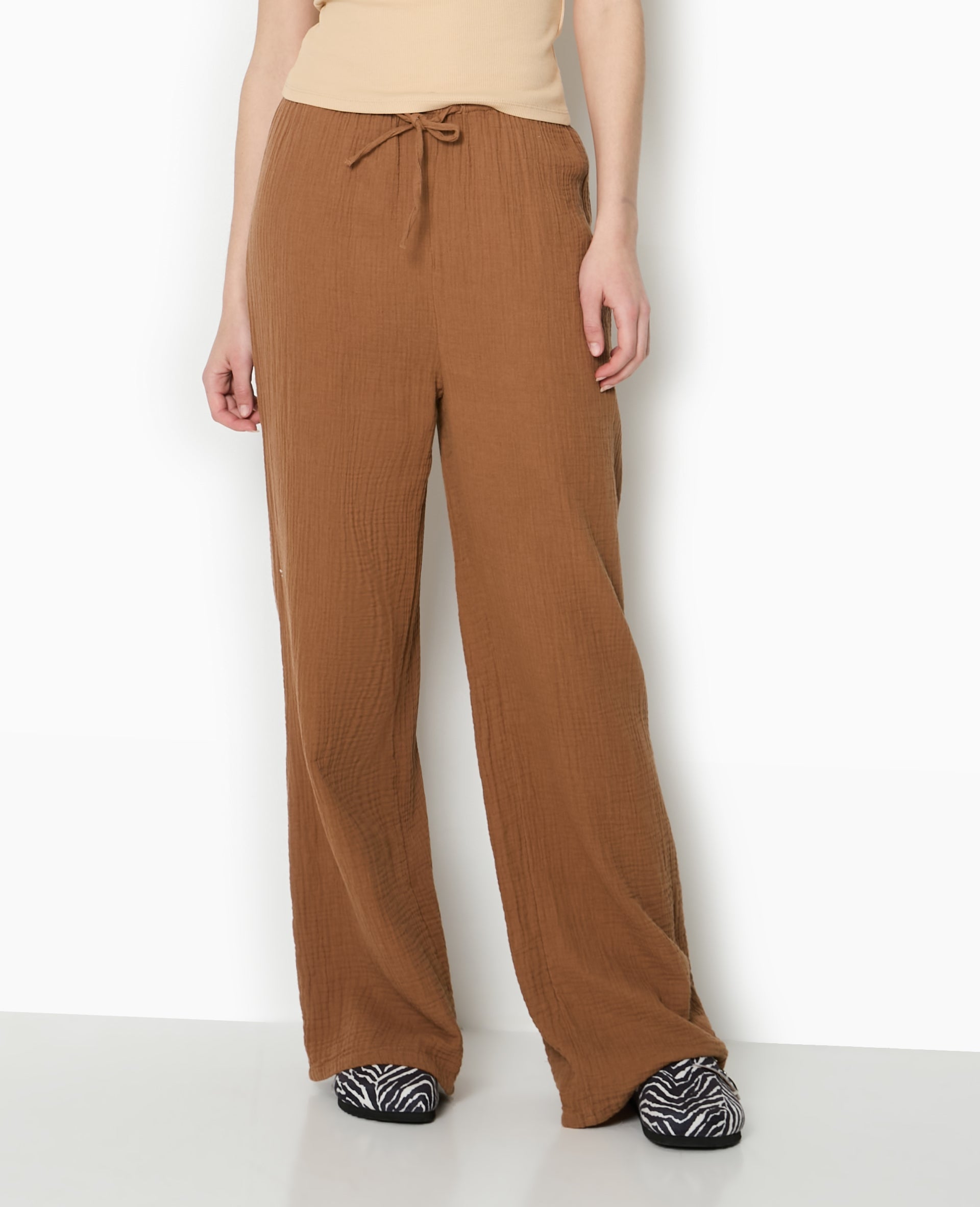 Pantalon large en gaze de coton