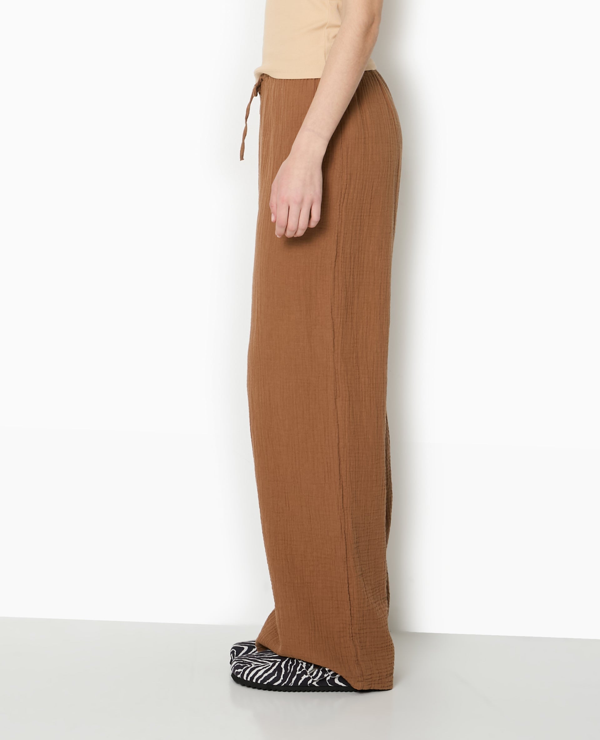 Pantalon large en gaze de coton