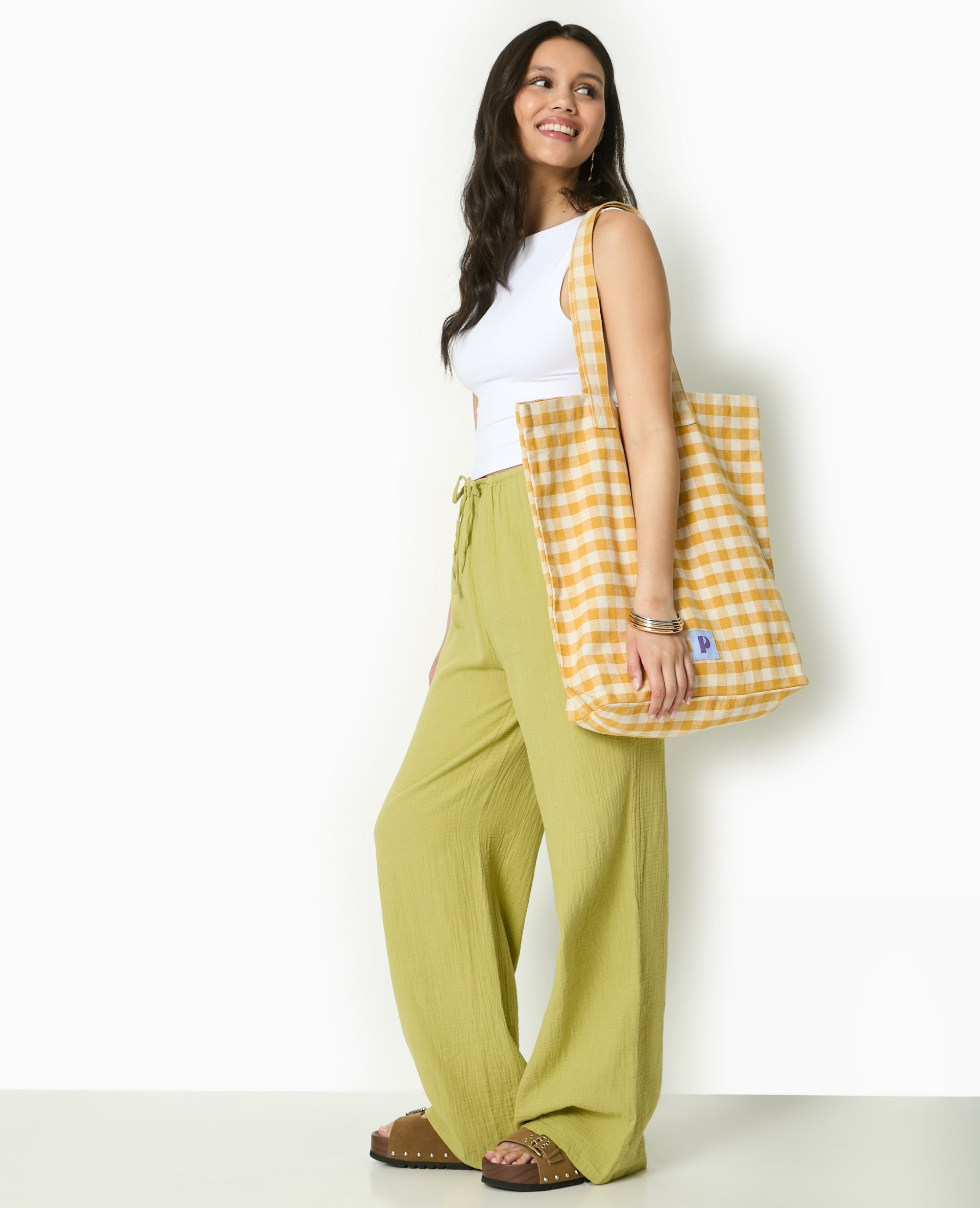 Pantalon large en gaze de coton