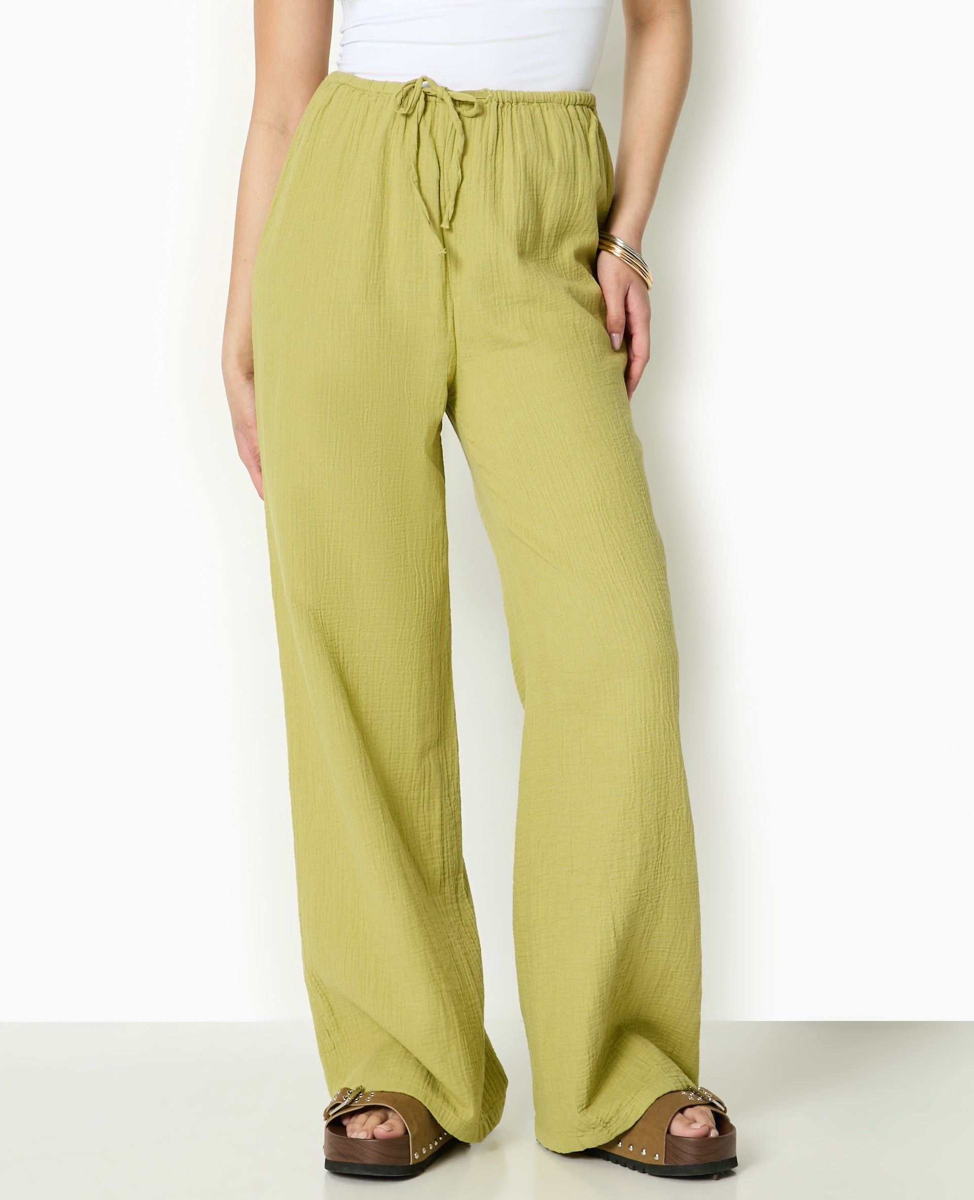 Pantalon large en gaze de coton