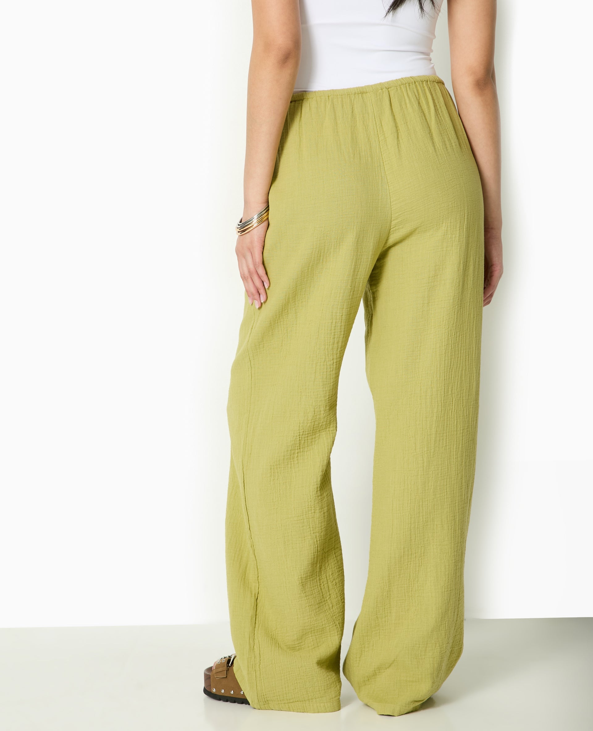 Pantalon large en gaze de coton