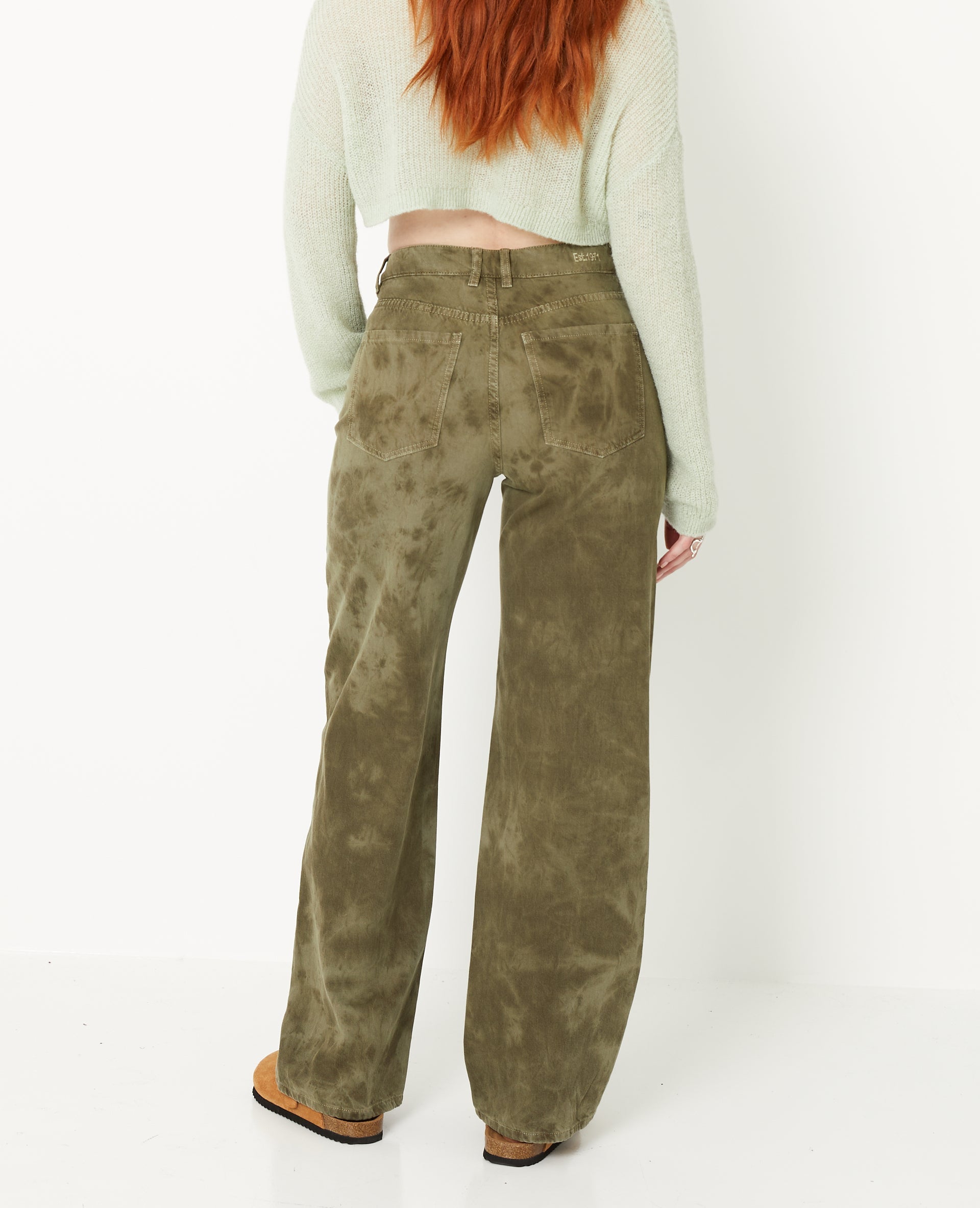 Jean wide taille haute effet dirty