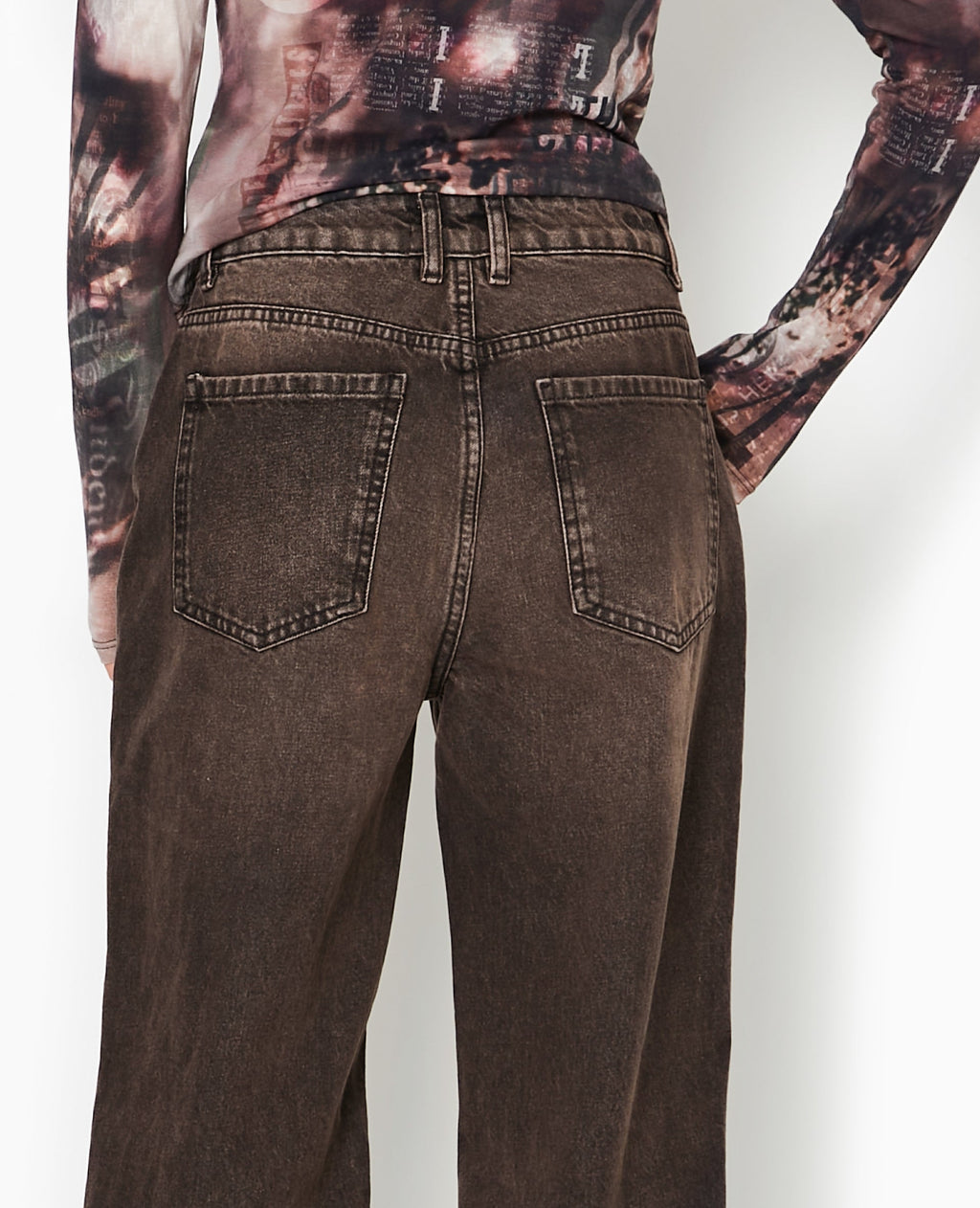 Jean wide taille haute effet dirty