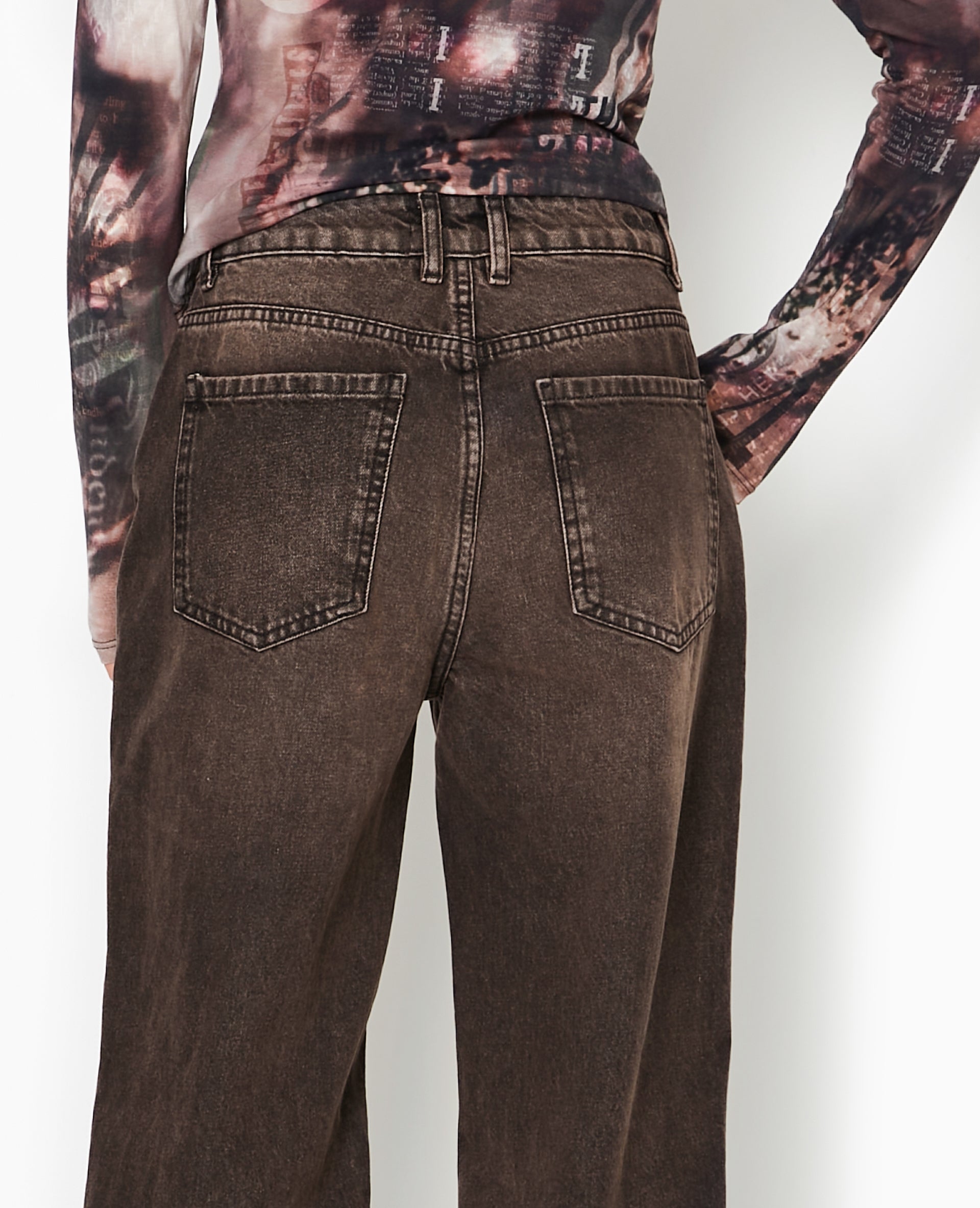 Jean wide taille haute effet dirty