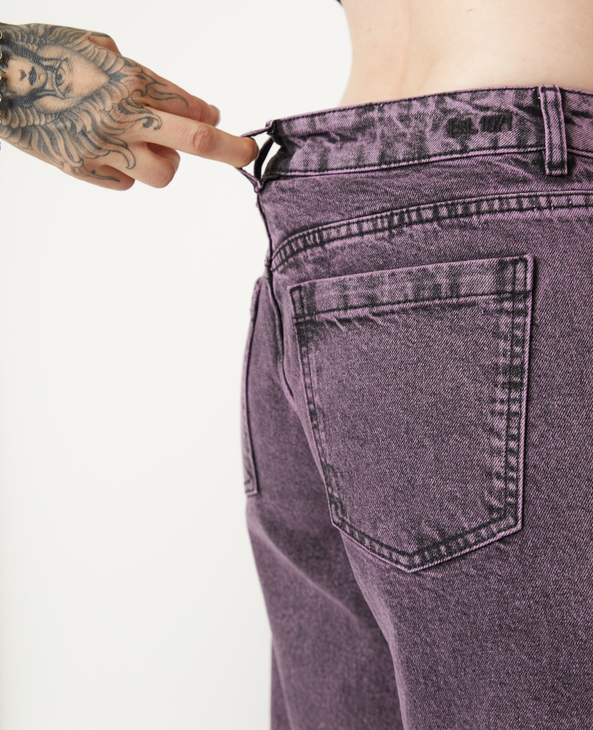 Jean wide taille basse effet dirty