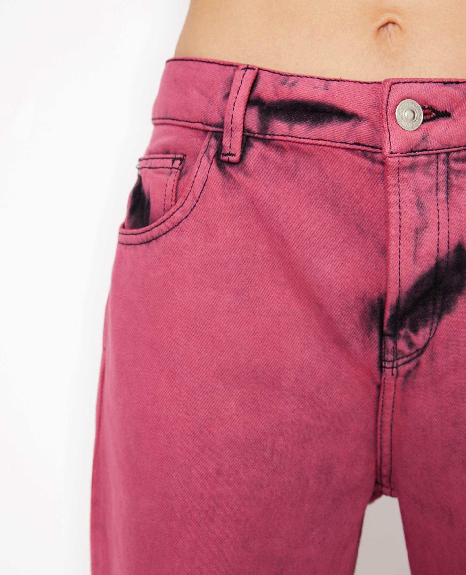Jean droit taille basse effet acid