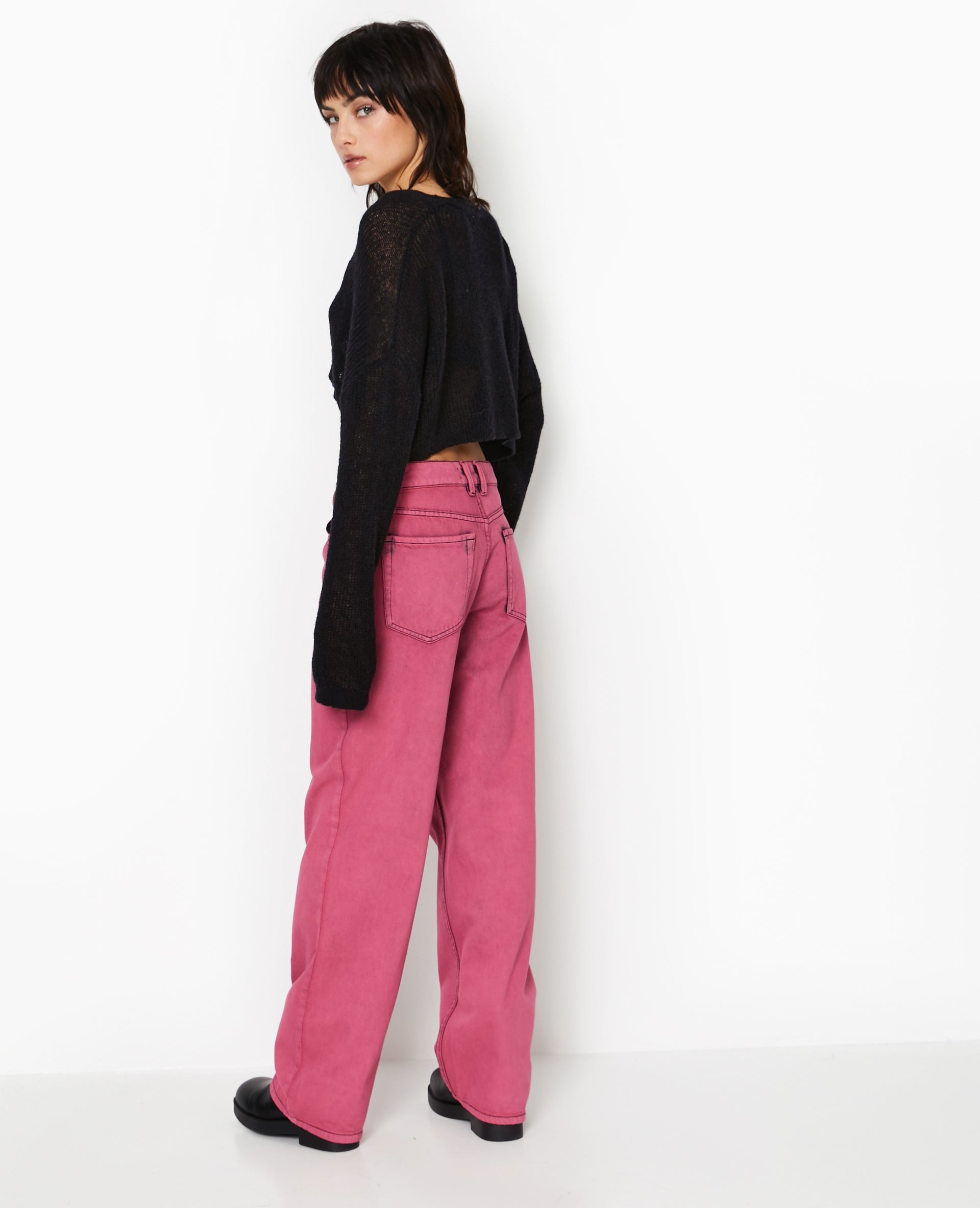 Jean droit taille basse effet acid