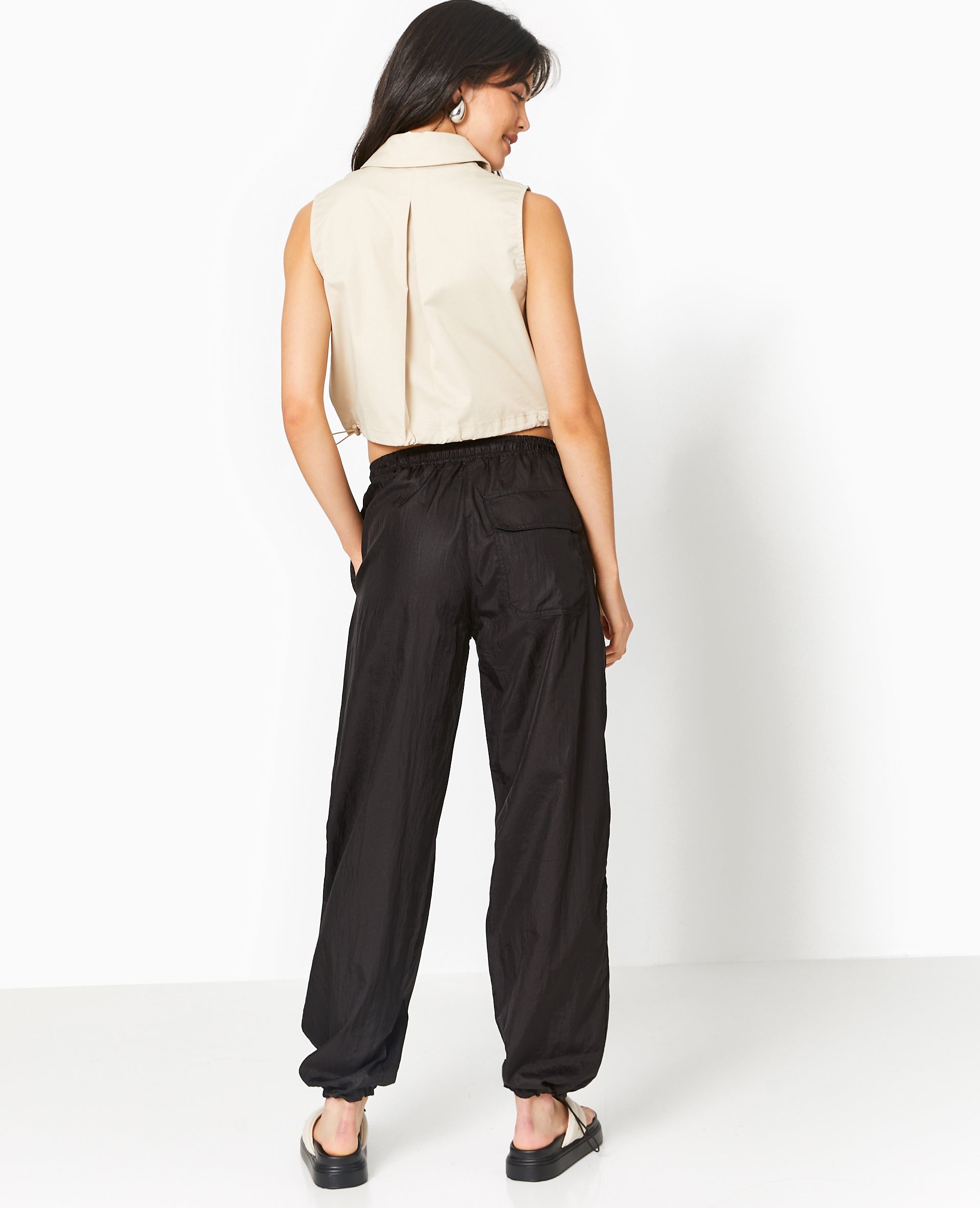 Pantalon parachute avec liens élastiqués