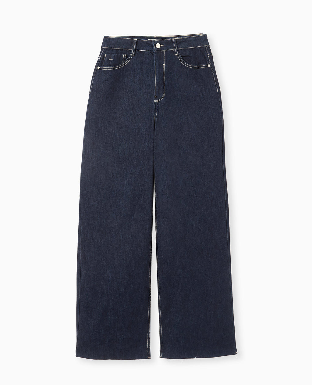 Jean wide taille haute avec bas coupés