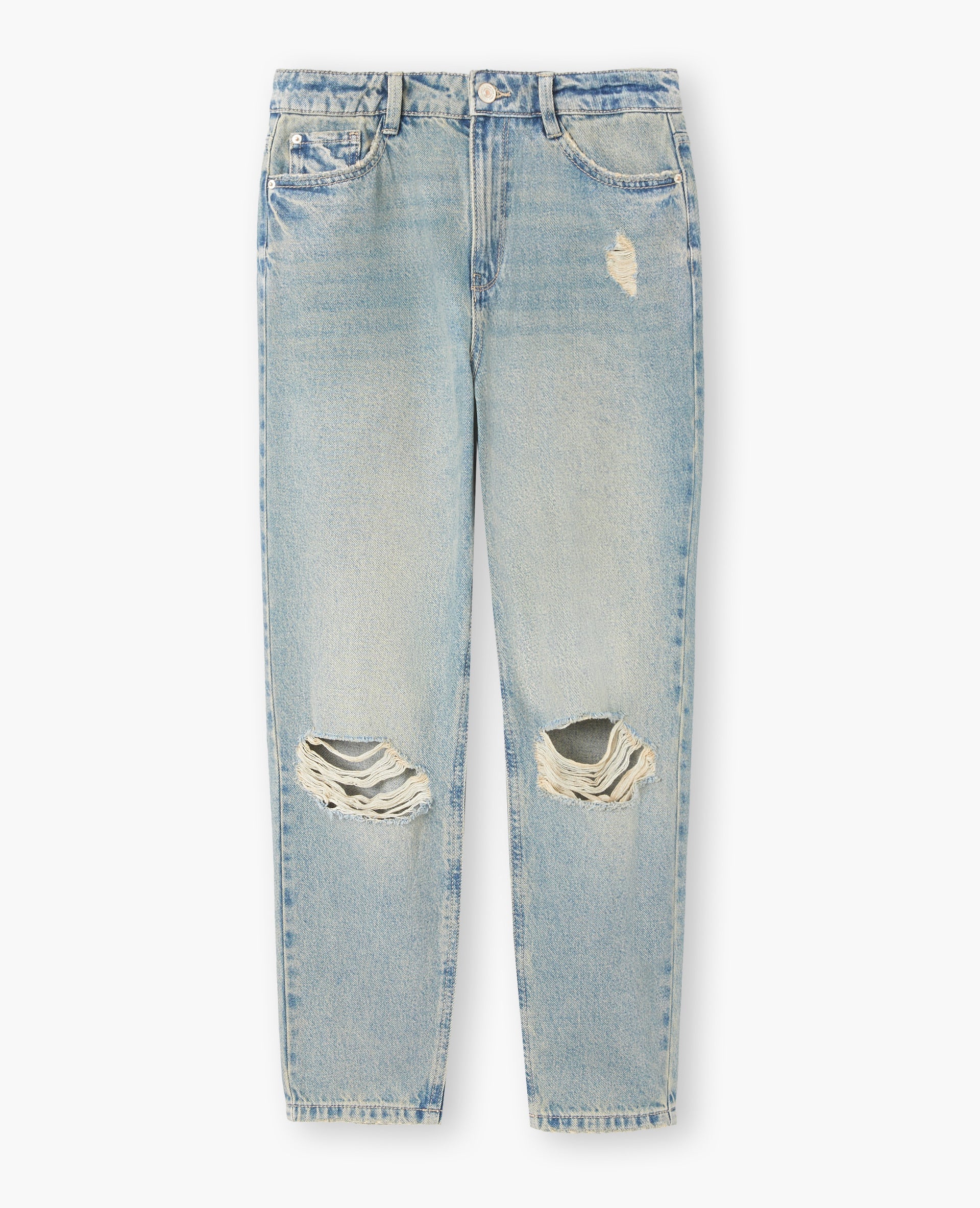 Jean mom taille haute destroy