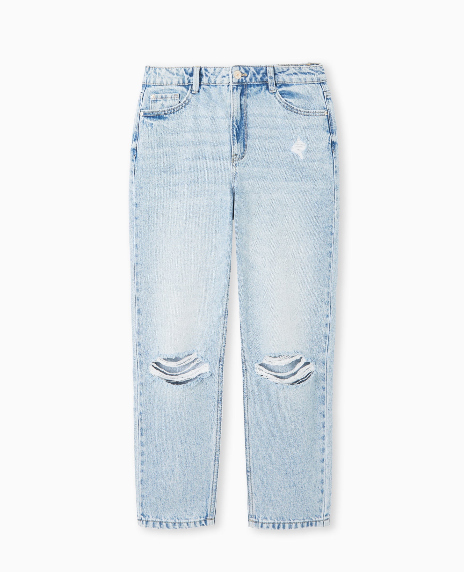 Jean mom taille haute destroy