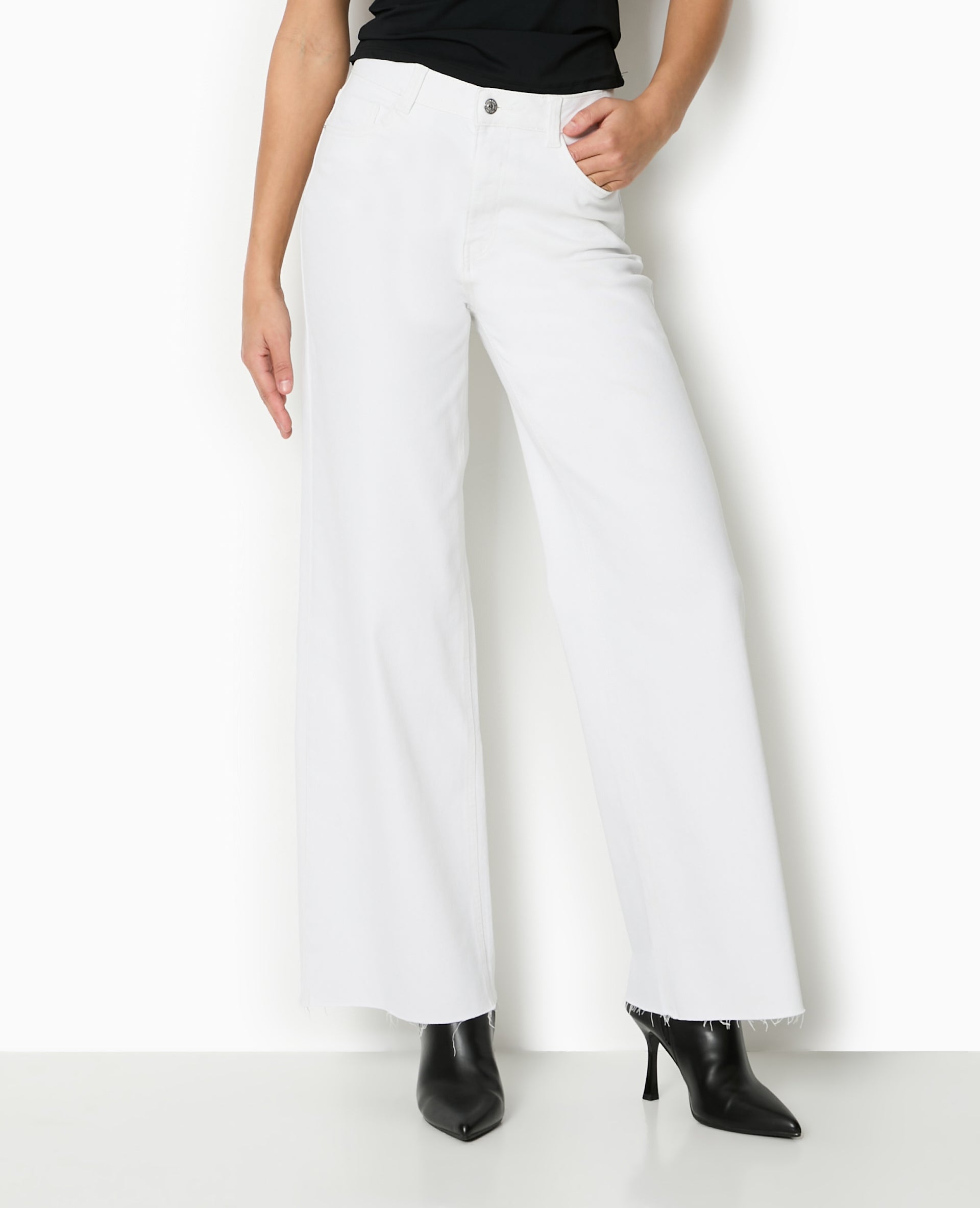 J71-1 / Jean wide taille haute bas coupés