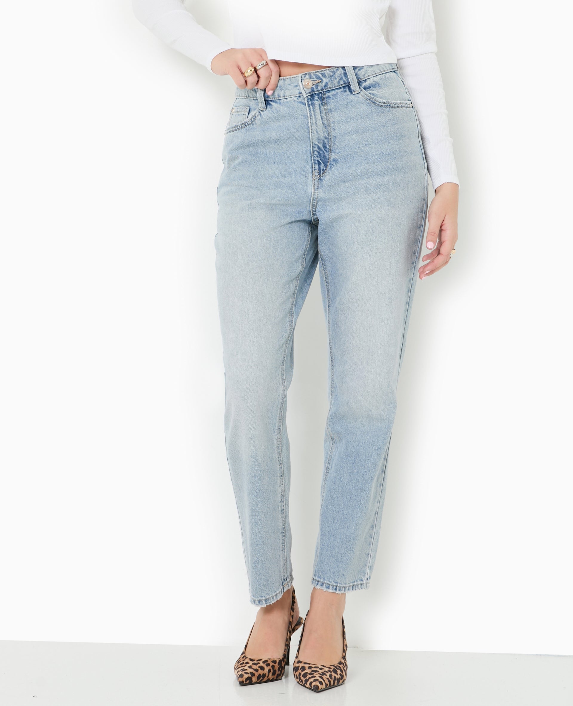 Jean mom taille haute