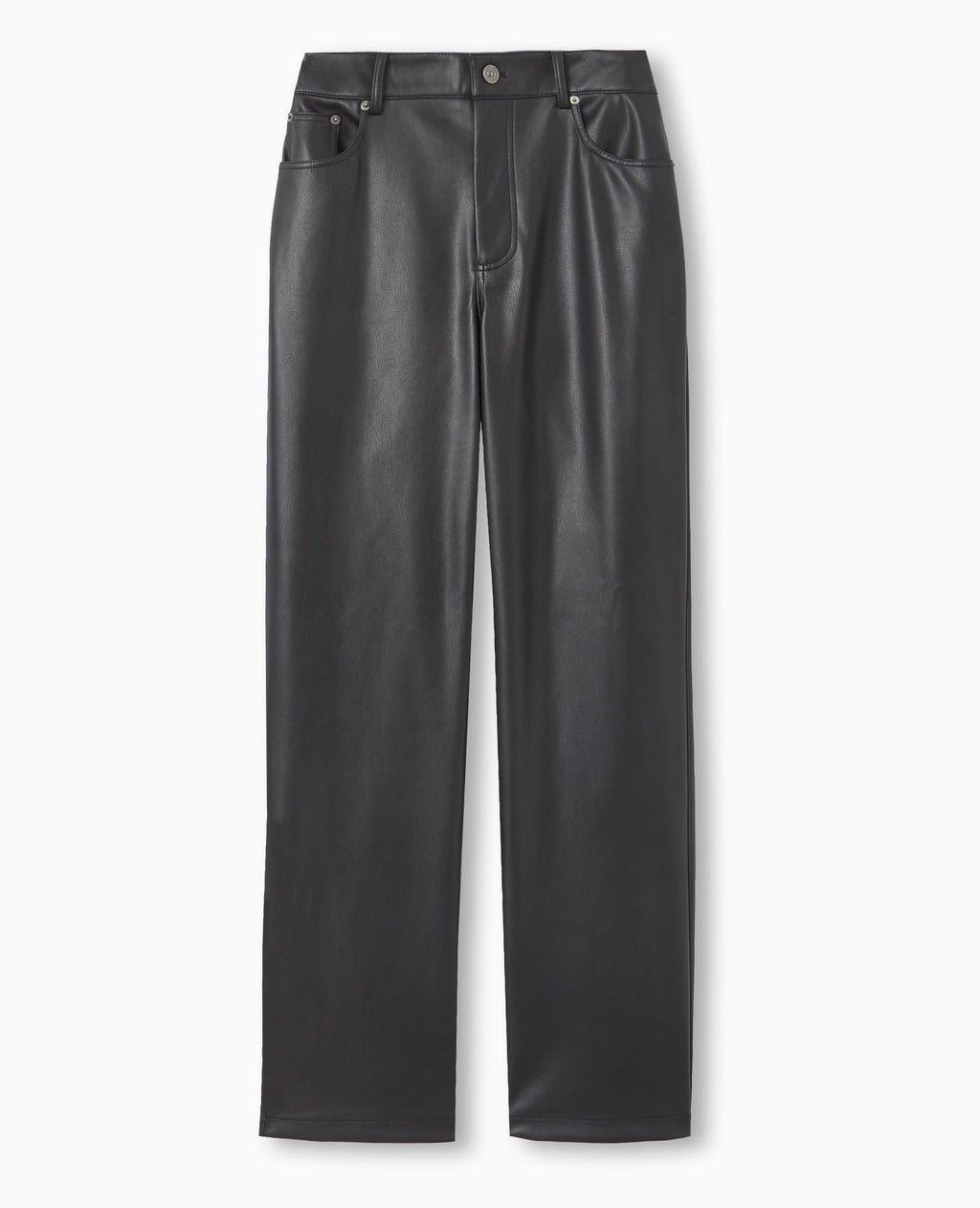 Pantalon droit taille haute en simili cuir