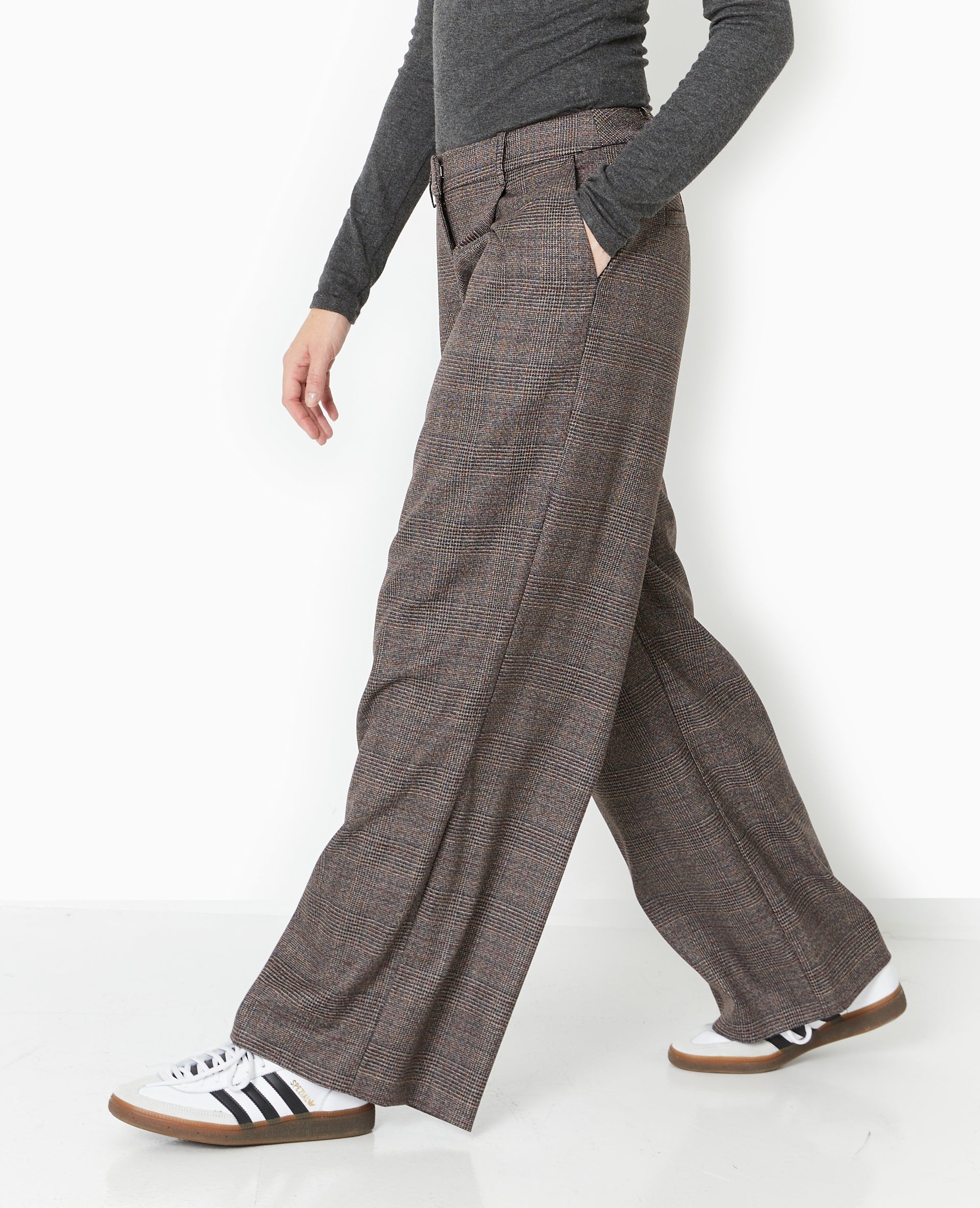 Pantalon large city motif carreaux