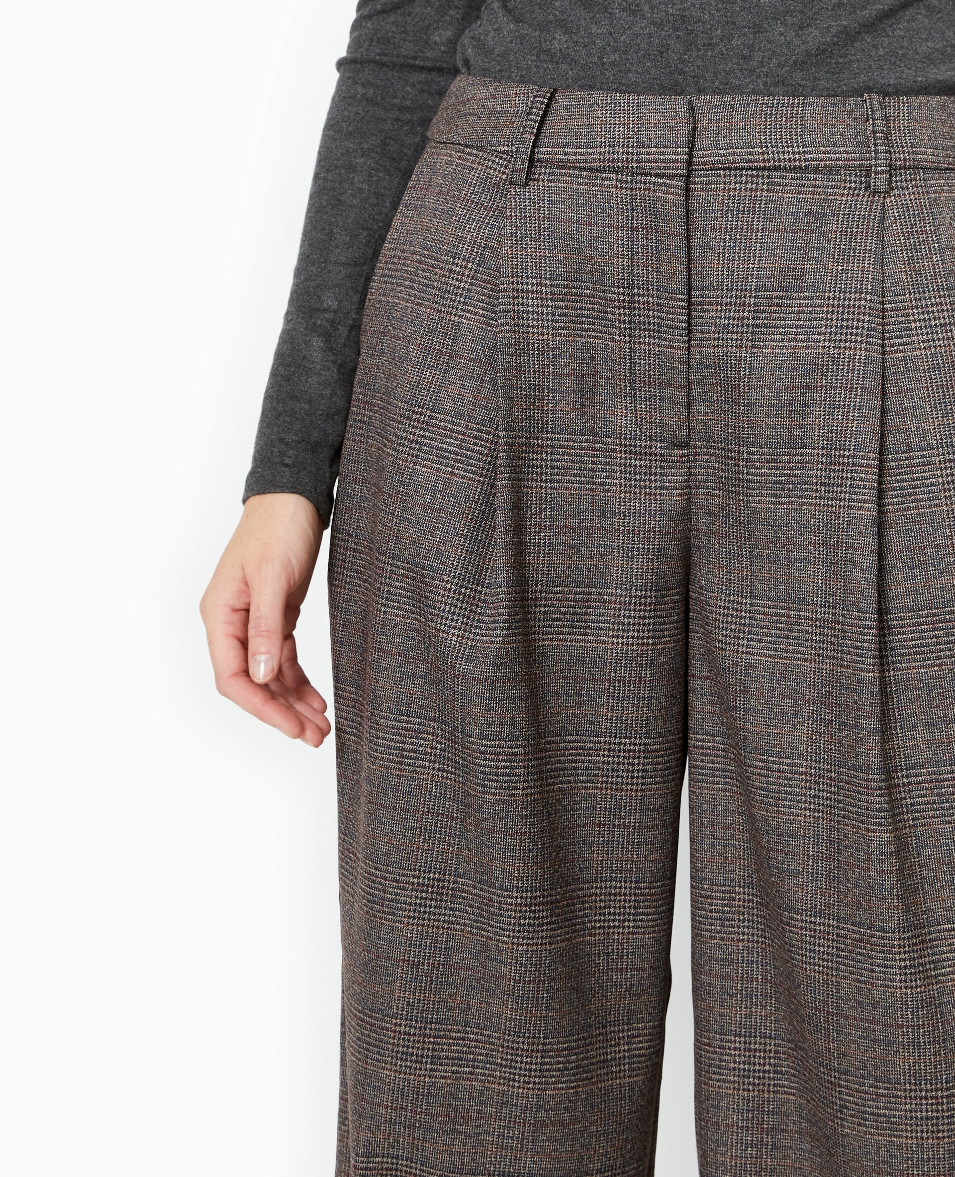 Pantalon large city motif carreaux