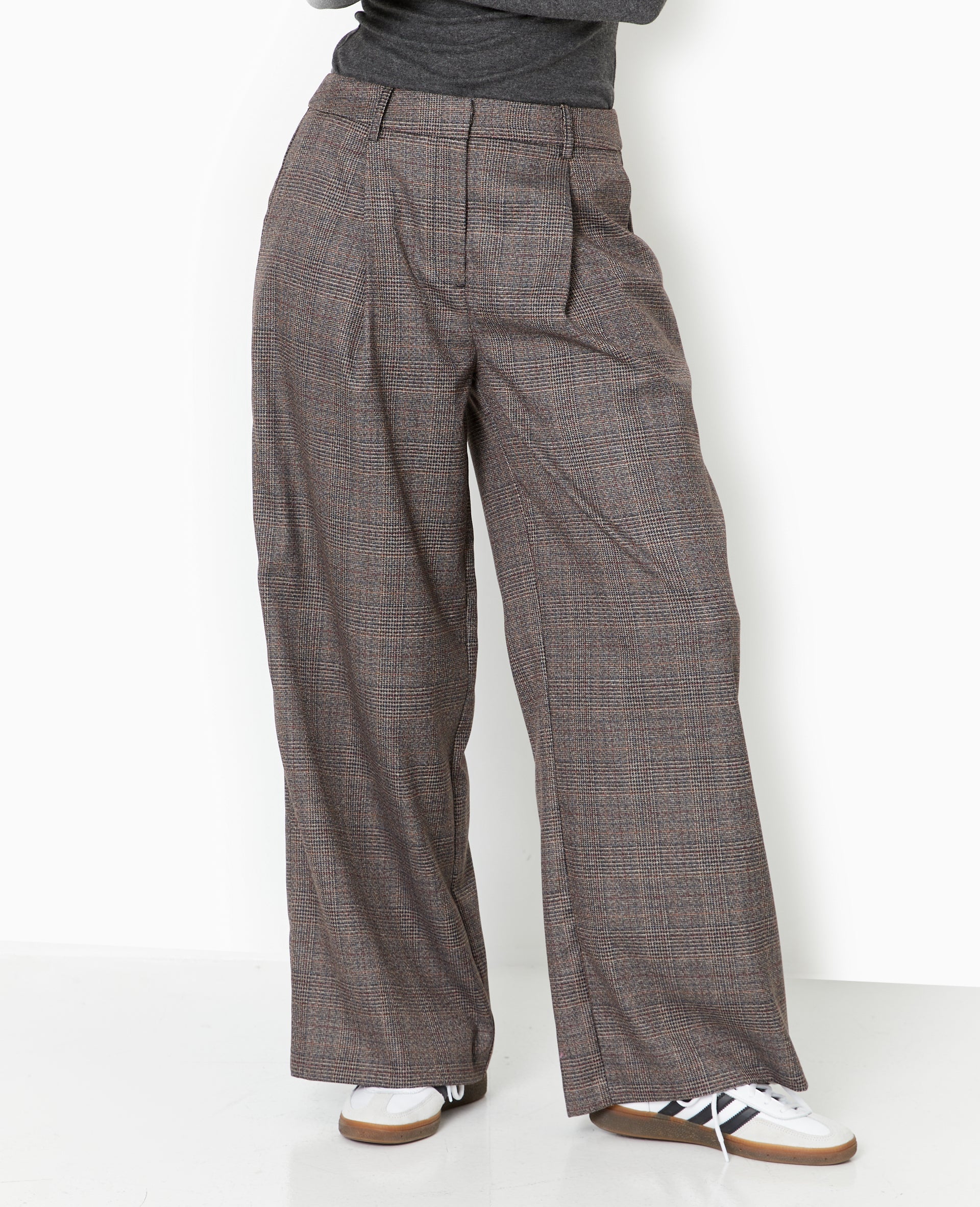 Pantalon large city motif carreaux