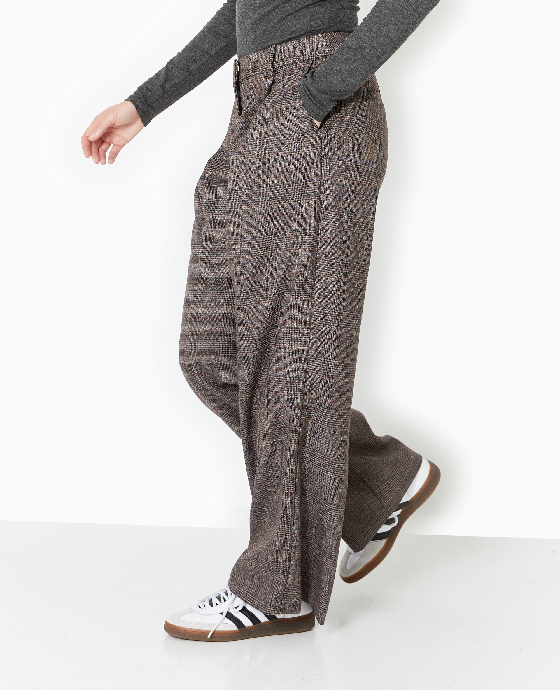 Pantalon large city motif carreaux