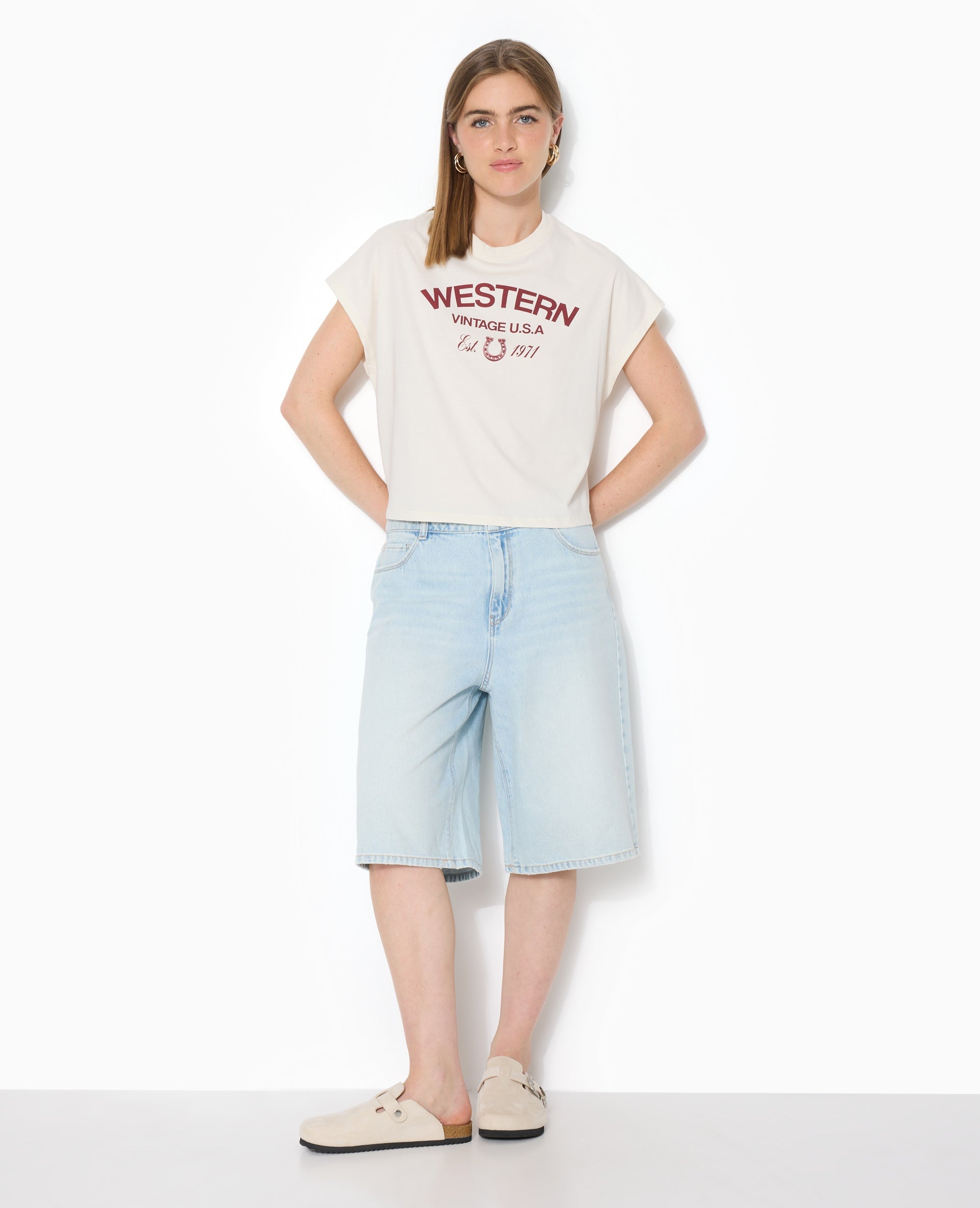 Bermuda en jean loose taille regular