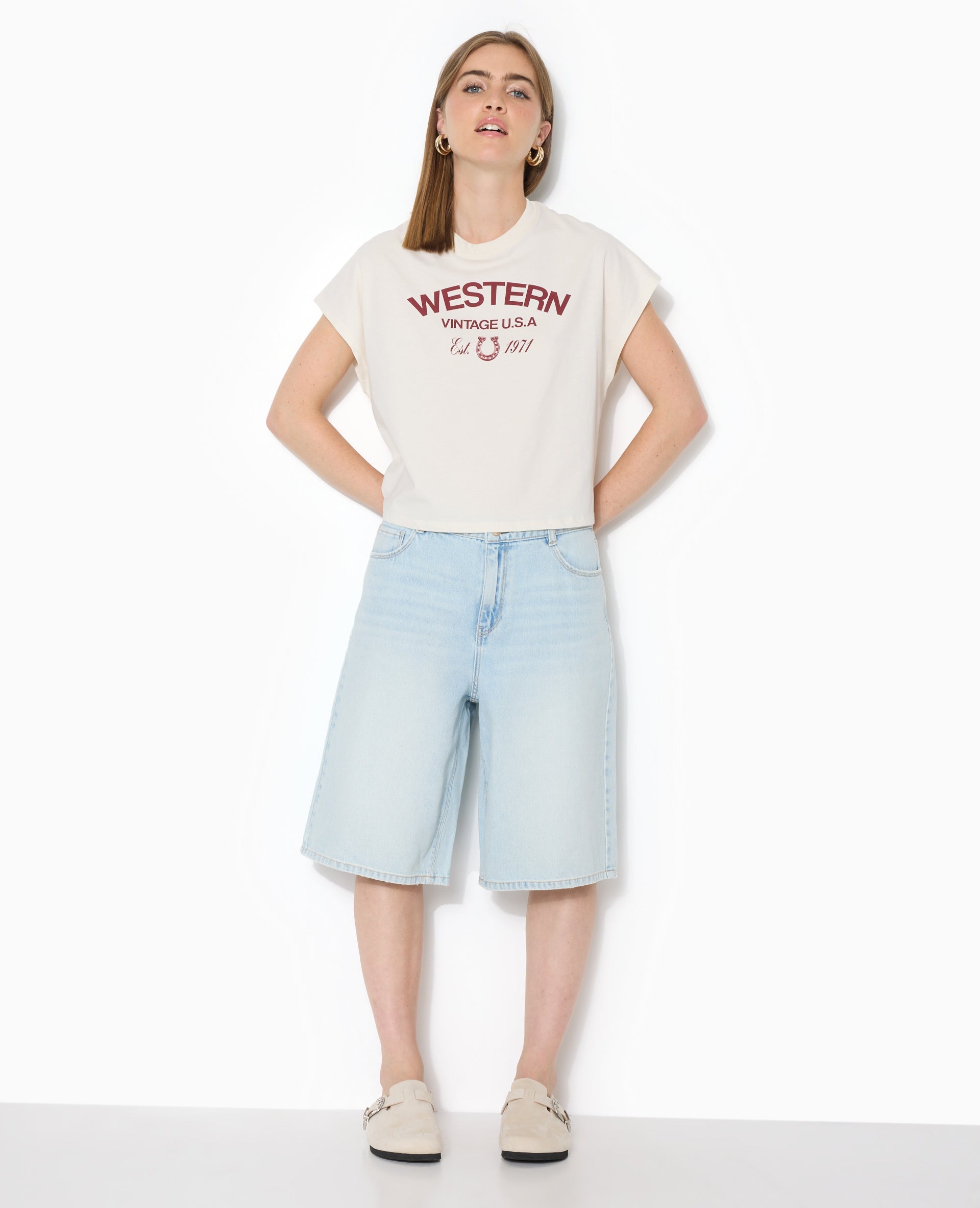 Bermuda en jean loose taille regular