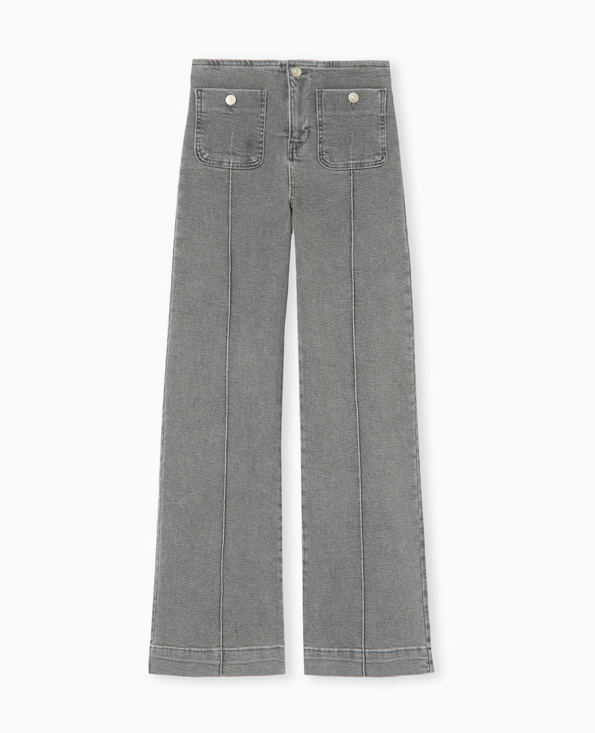 Jean flare taille haute avec poches plaquées