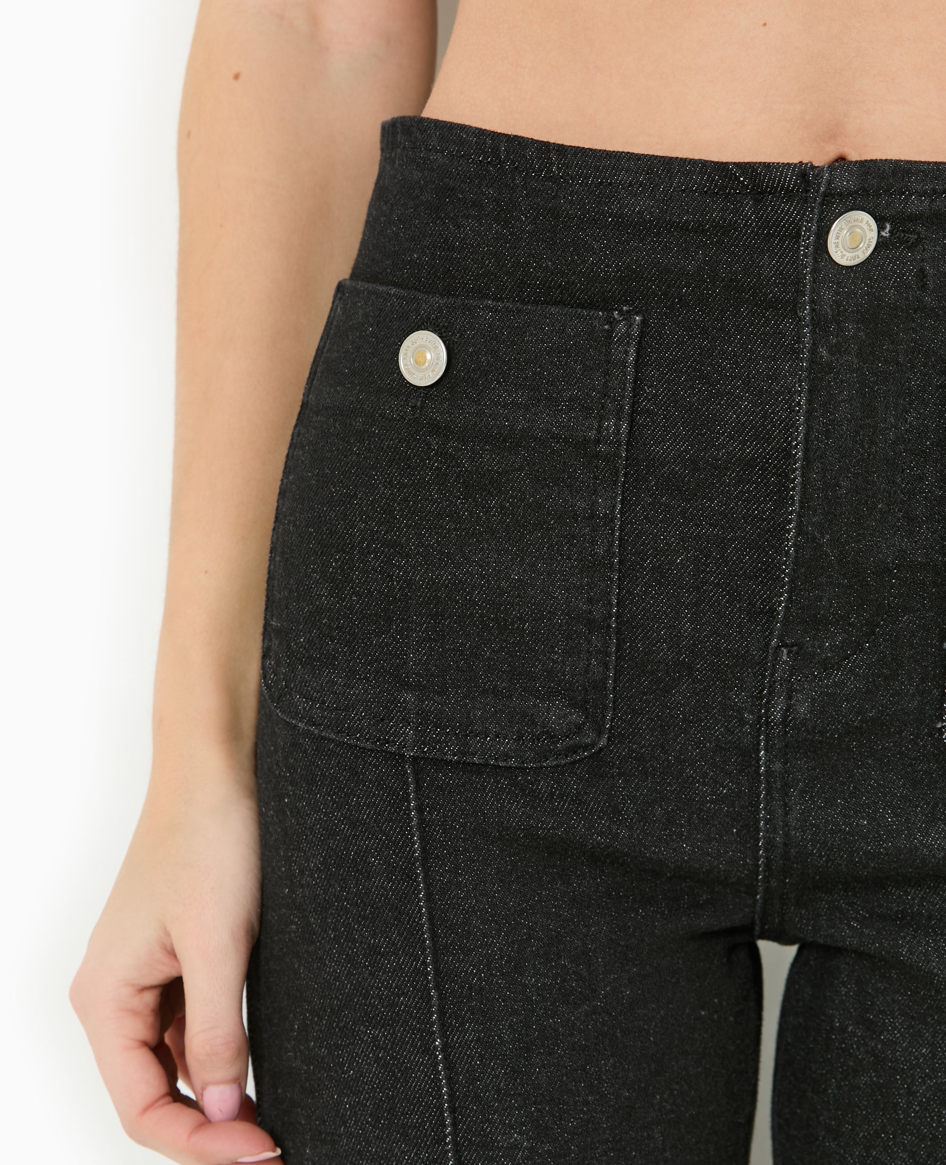 Jean flare taille haute avec poches plaquées