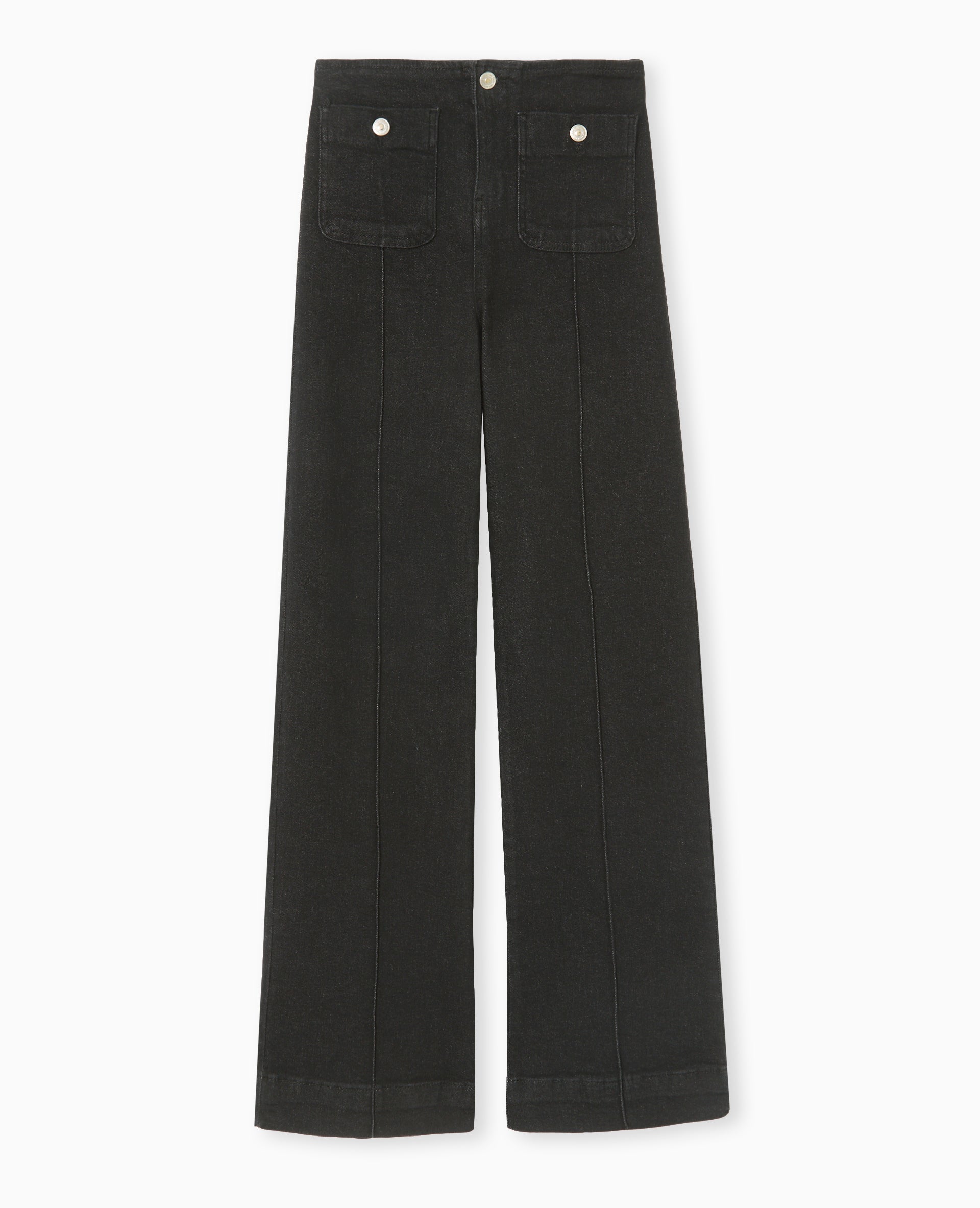 Jean flare taille haute avec poches plaquées