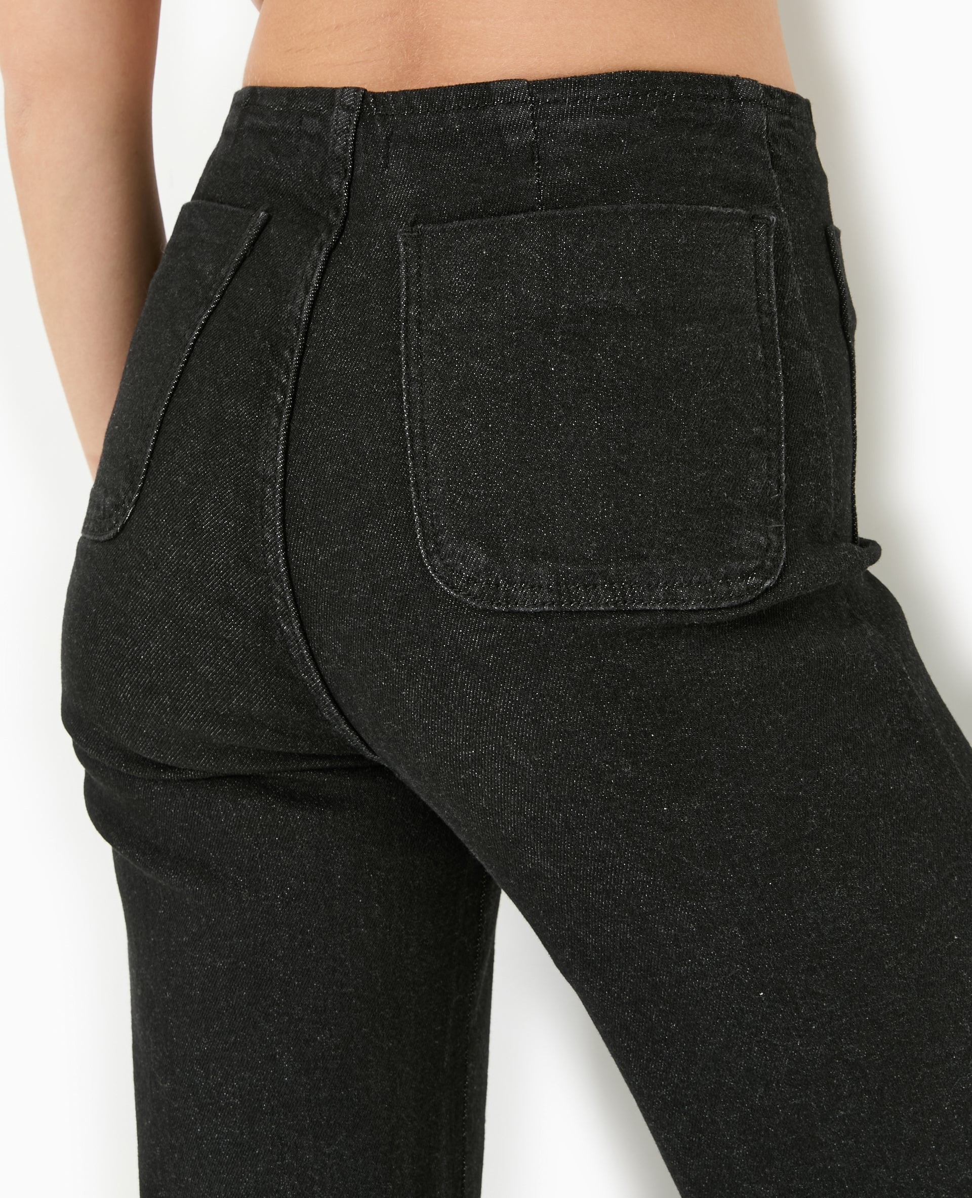 Jean flare taille haute avec poches plaquées